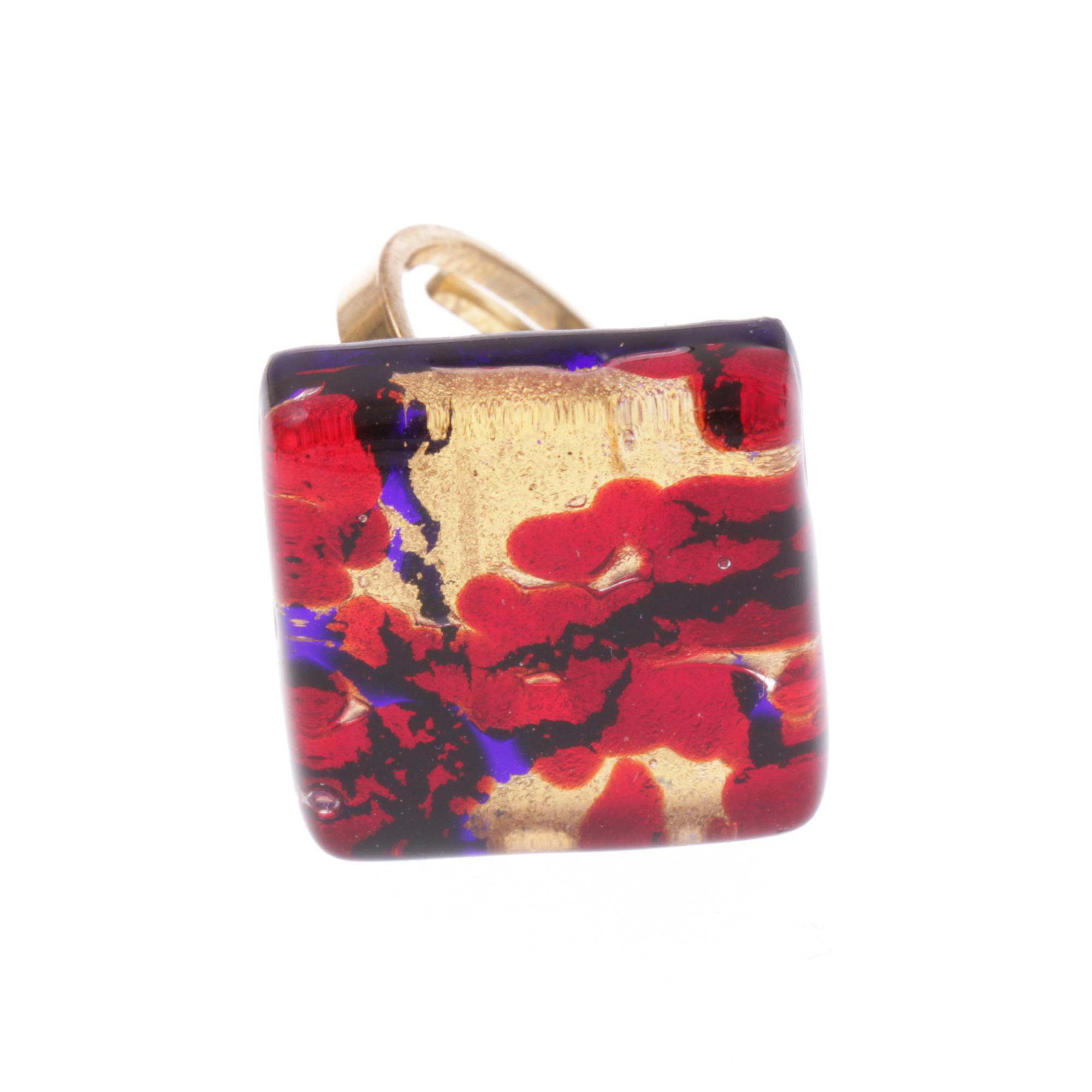Violetta Muranoglas Ring Rot/Gold; Muranoglas mit echtem Blattgold; hypoallergene, hochwertig vergoldete Ringschiene