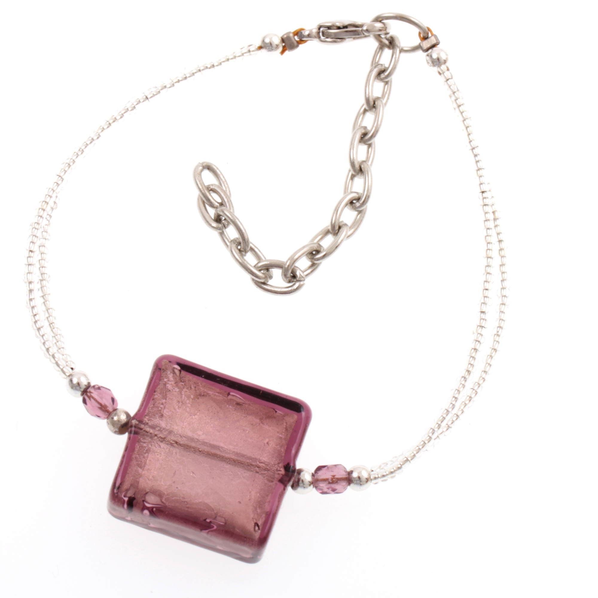 Murano Glas Armband "Mel" -amethist-silber