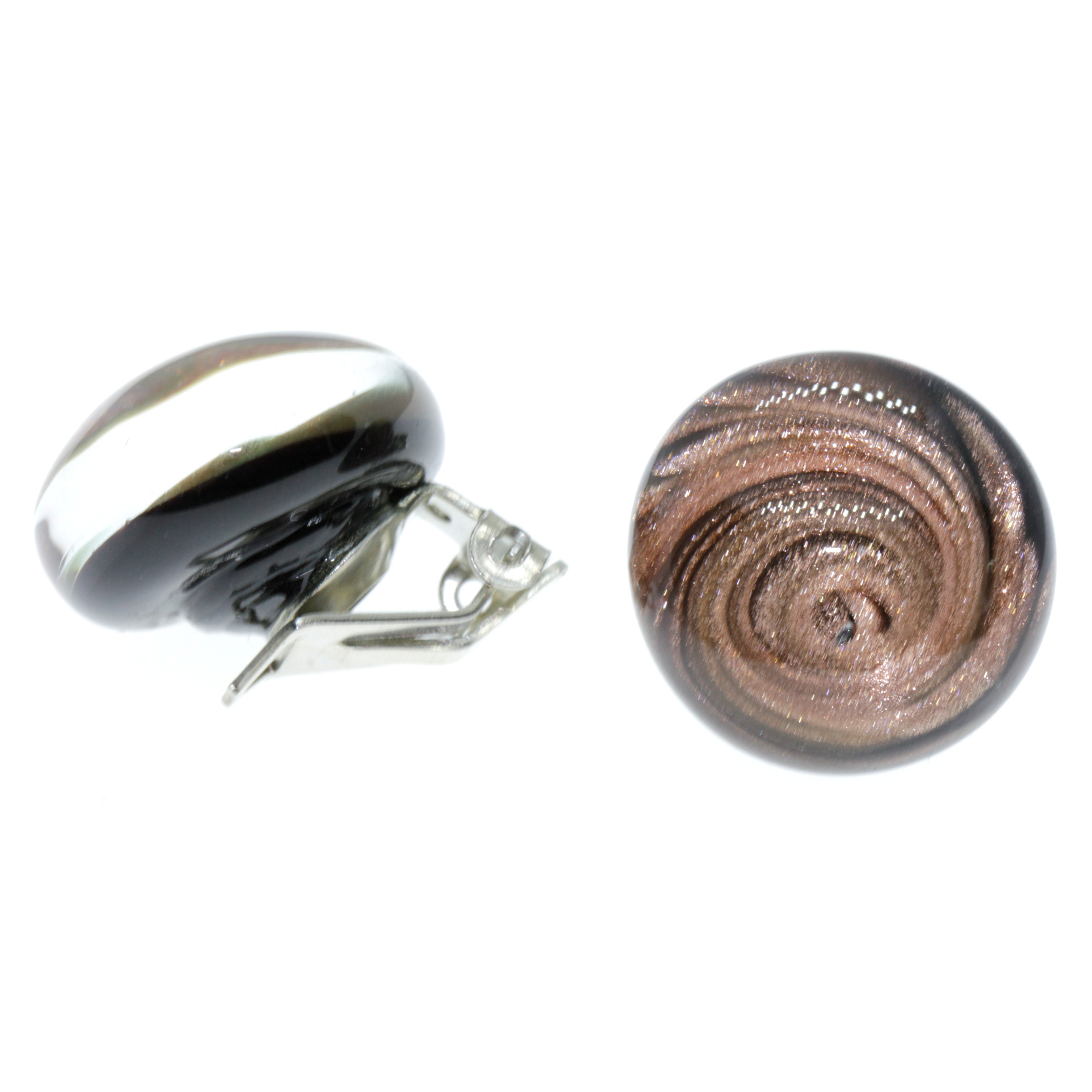 Malaga Deluxe Muranoglas Ohrclips Kupfer; Muranoglas mit echtem Kupfer, ohne Blattgold oder Blattsilber; hypoallergene, hochwertig versilberte Clips