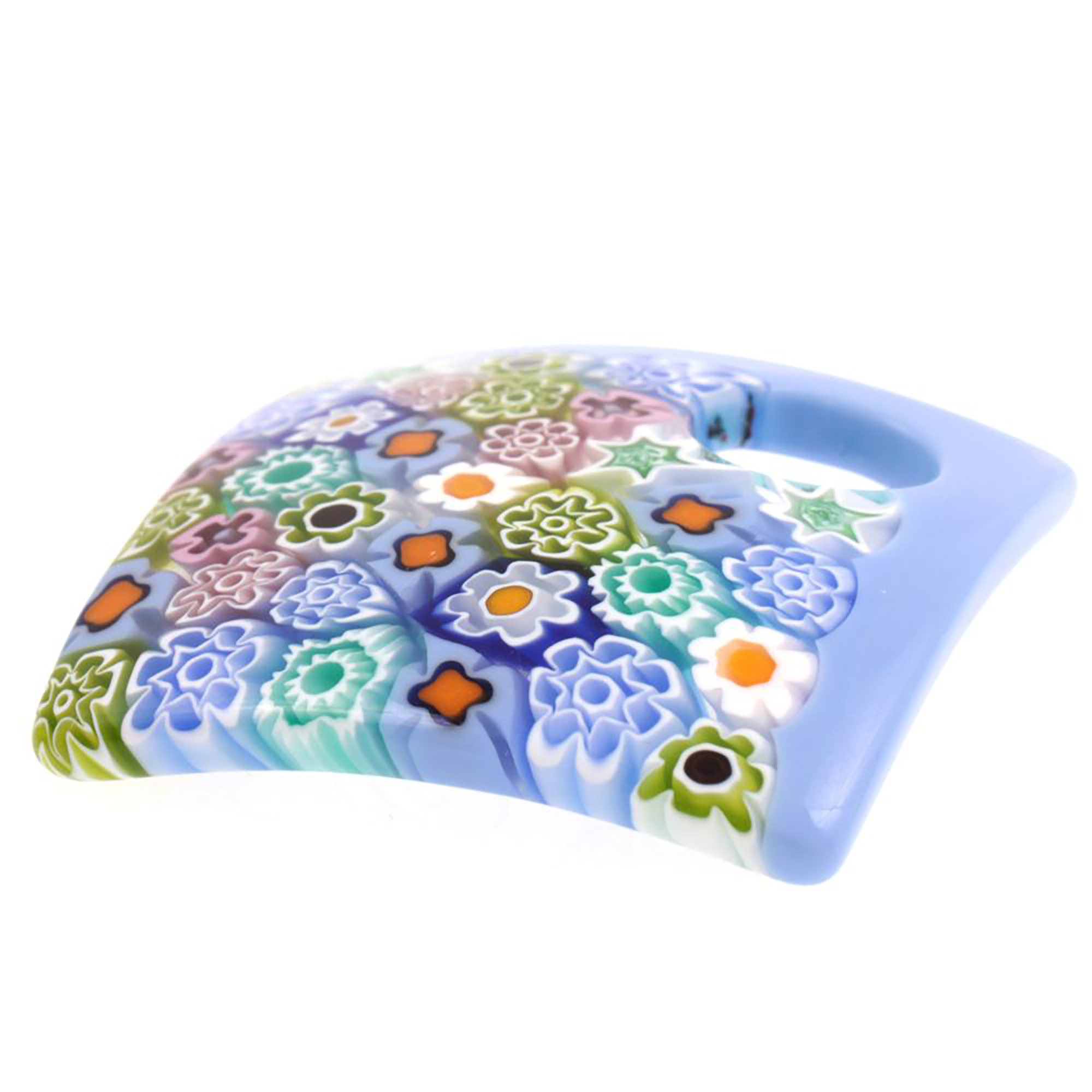 Modell "Lola" Murano Glas Anhänger mit echter Mille Fiori-hellblau