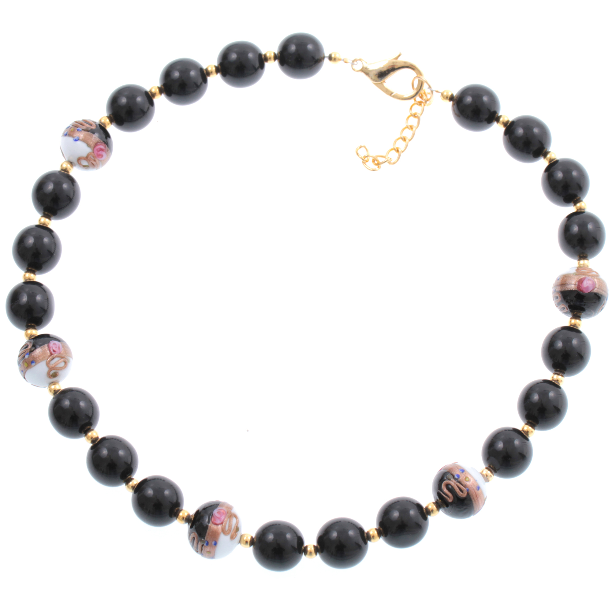 Collier "Venezia" Murano Glas Halskette-schwarz-weiss Collier "Venezia" Murano Glas Halskette-schwarz-weiss