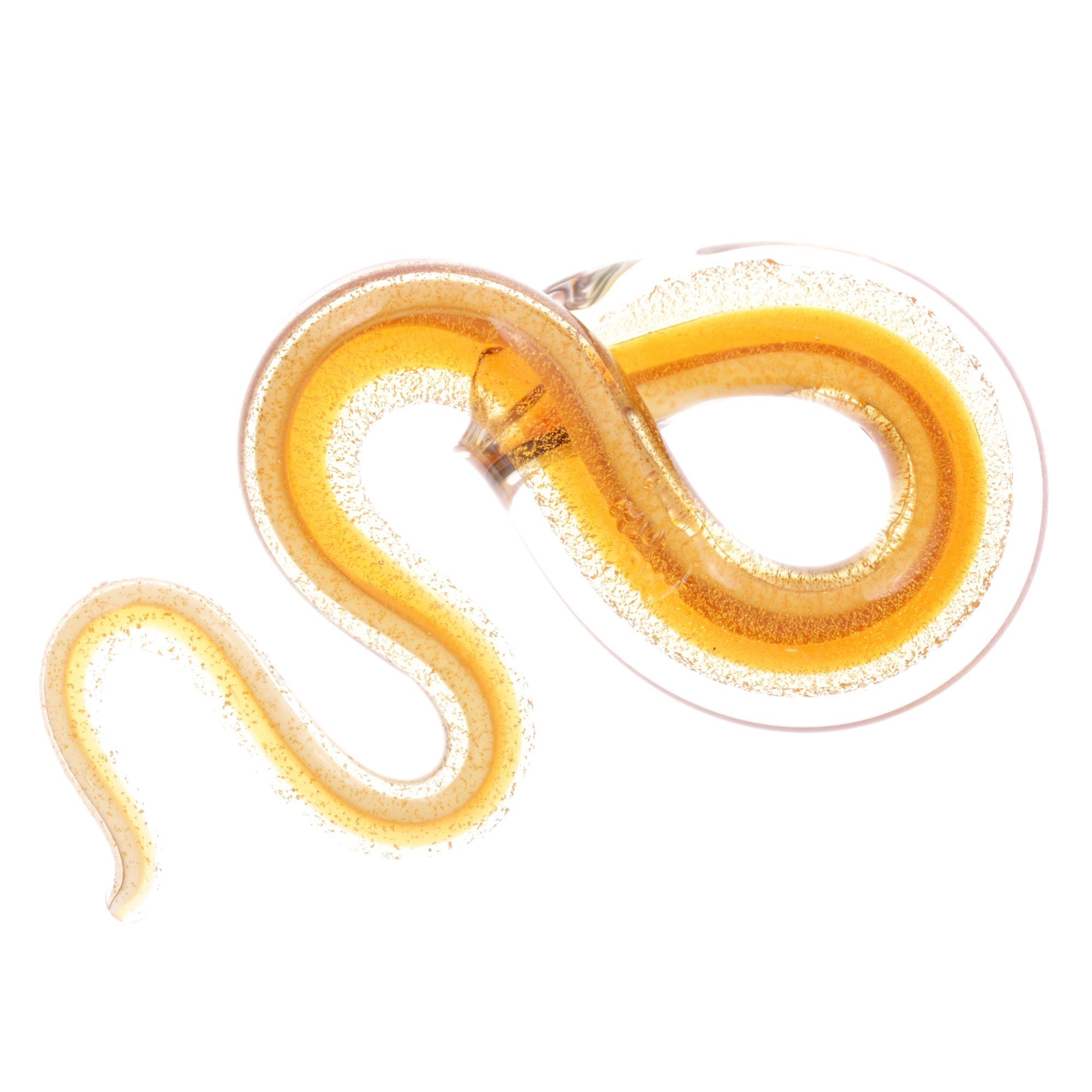 Unsere große edle Murano Glas Schlange "Coda Grande" Anhänger -amber-gold