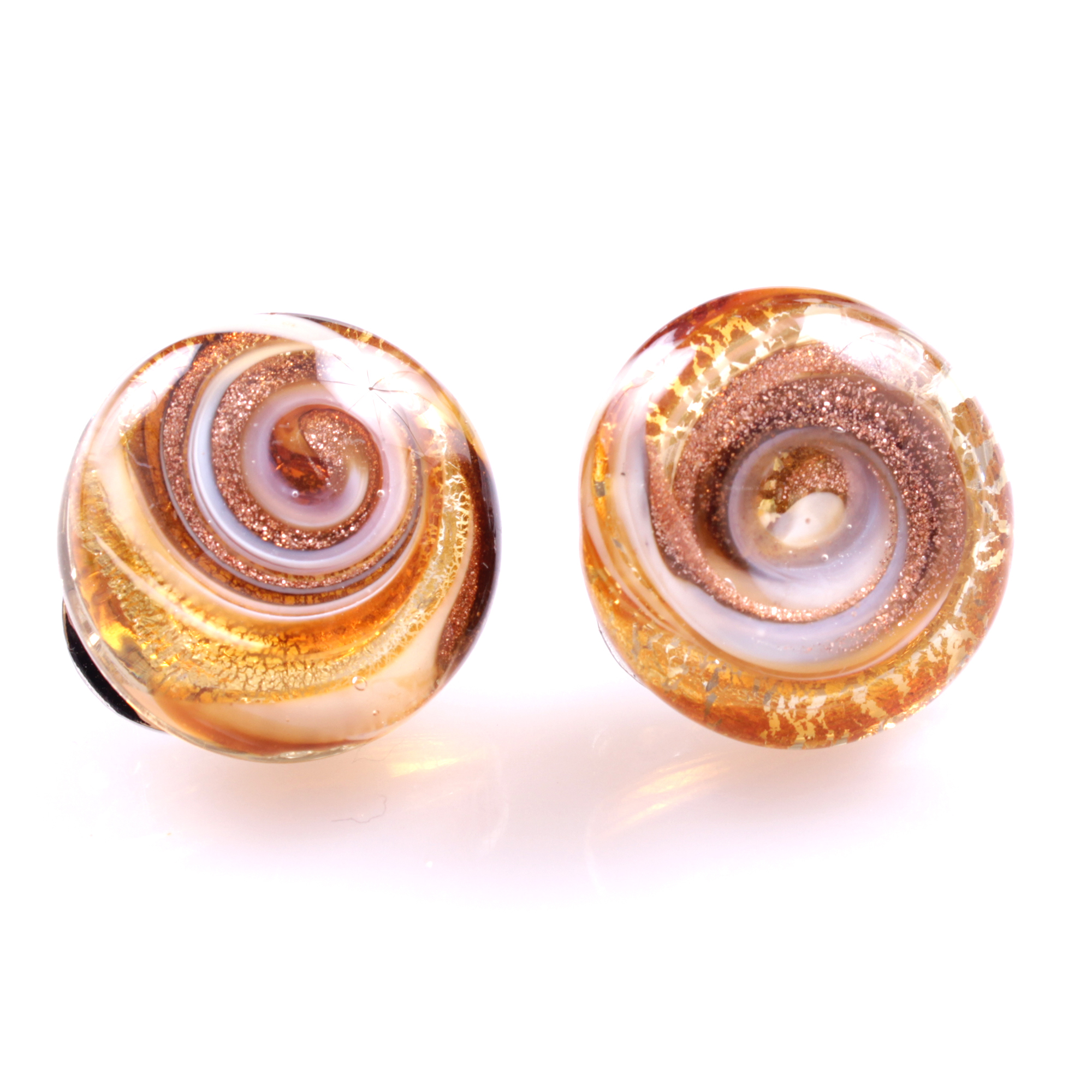 Feiner Murano Glas Ohrclip Model "Malaga" -amber-gold