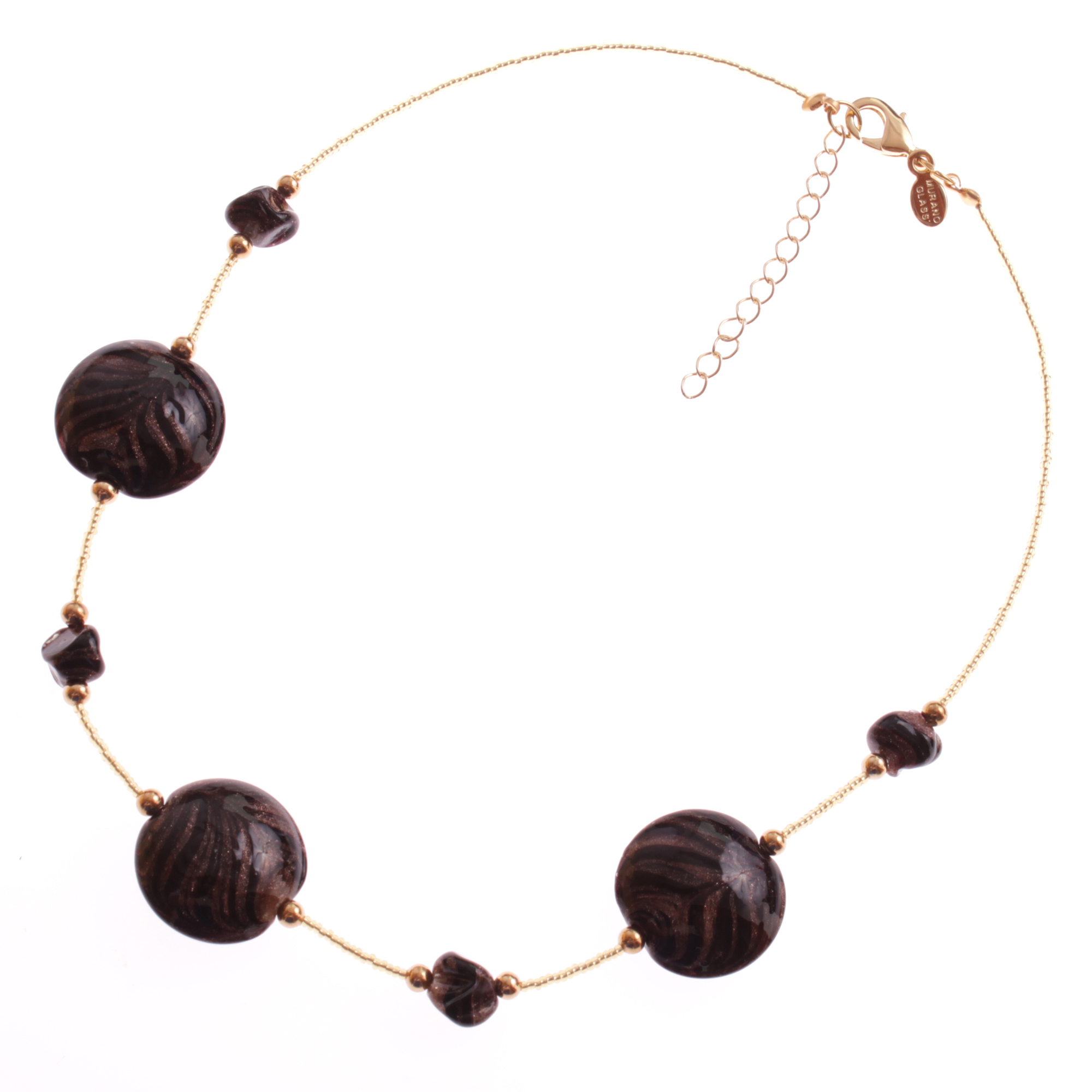 Astana Muranoglas Collier Gold/Kupfer; Muranoglas mit echtem Kupfer; hypoallergene, hochwertig vergoldete äußere Metallteile