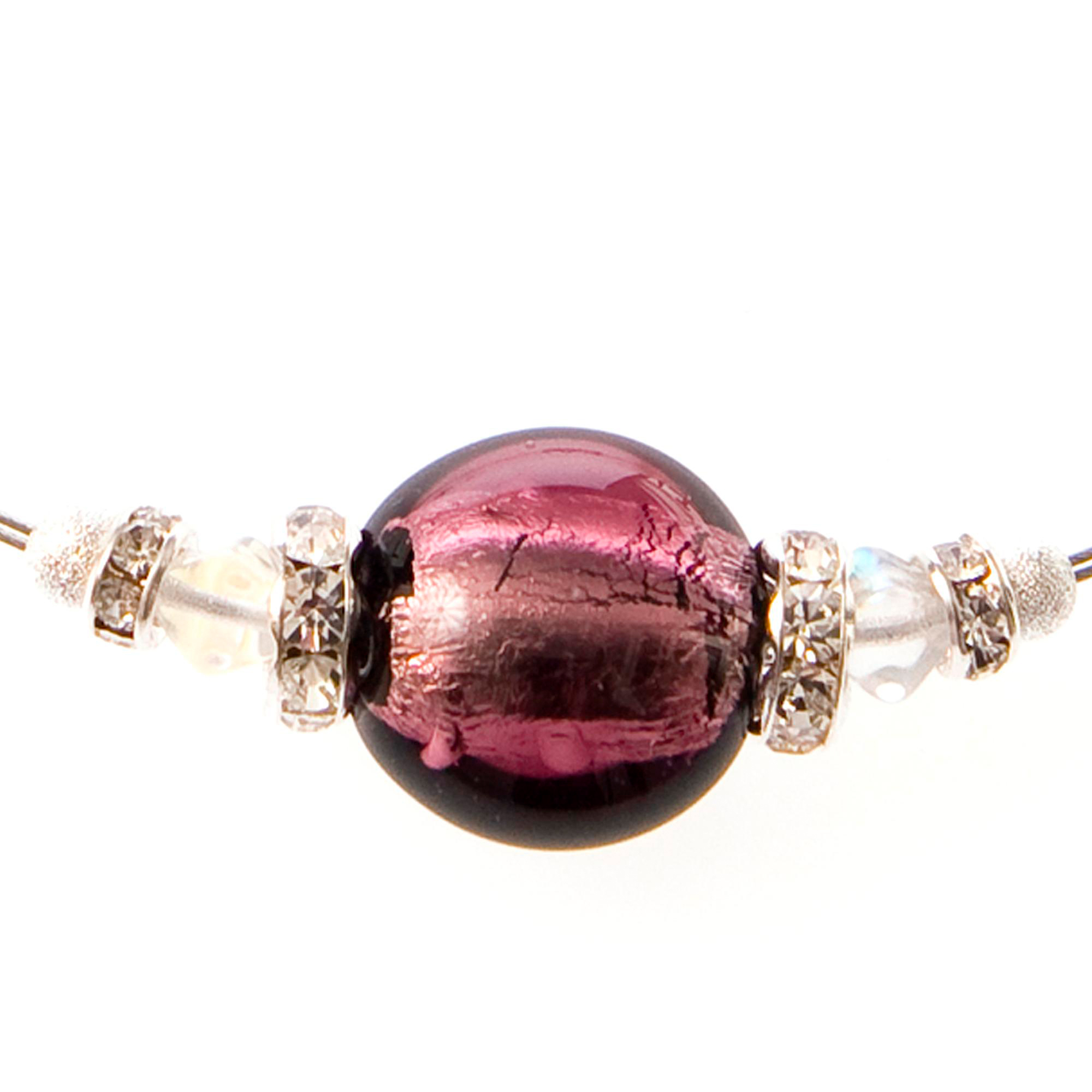 Tolles Murano Glas Collier "New York" Halskette-amethist-silber