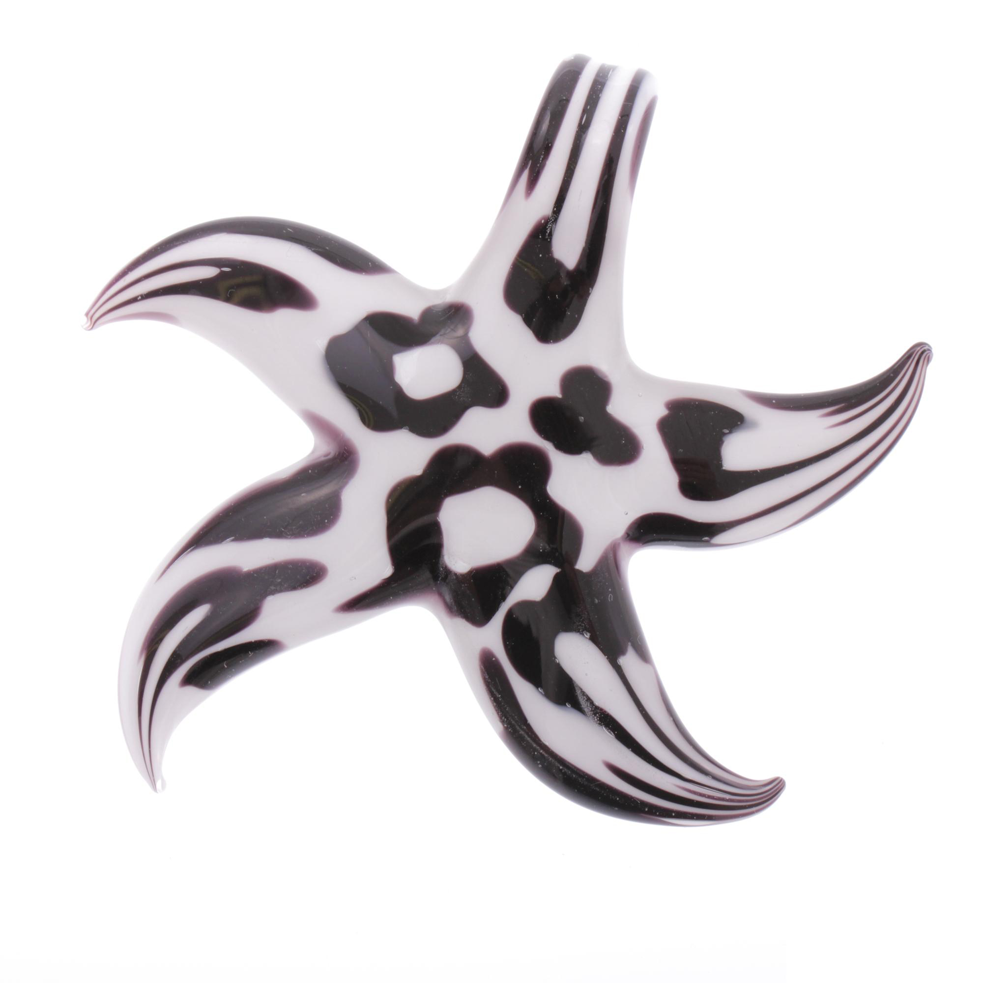 Facella Seestern-Anhänger Schwarz/Weiß aus echtem Muranoglas ohne Metalleinlagen