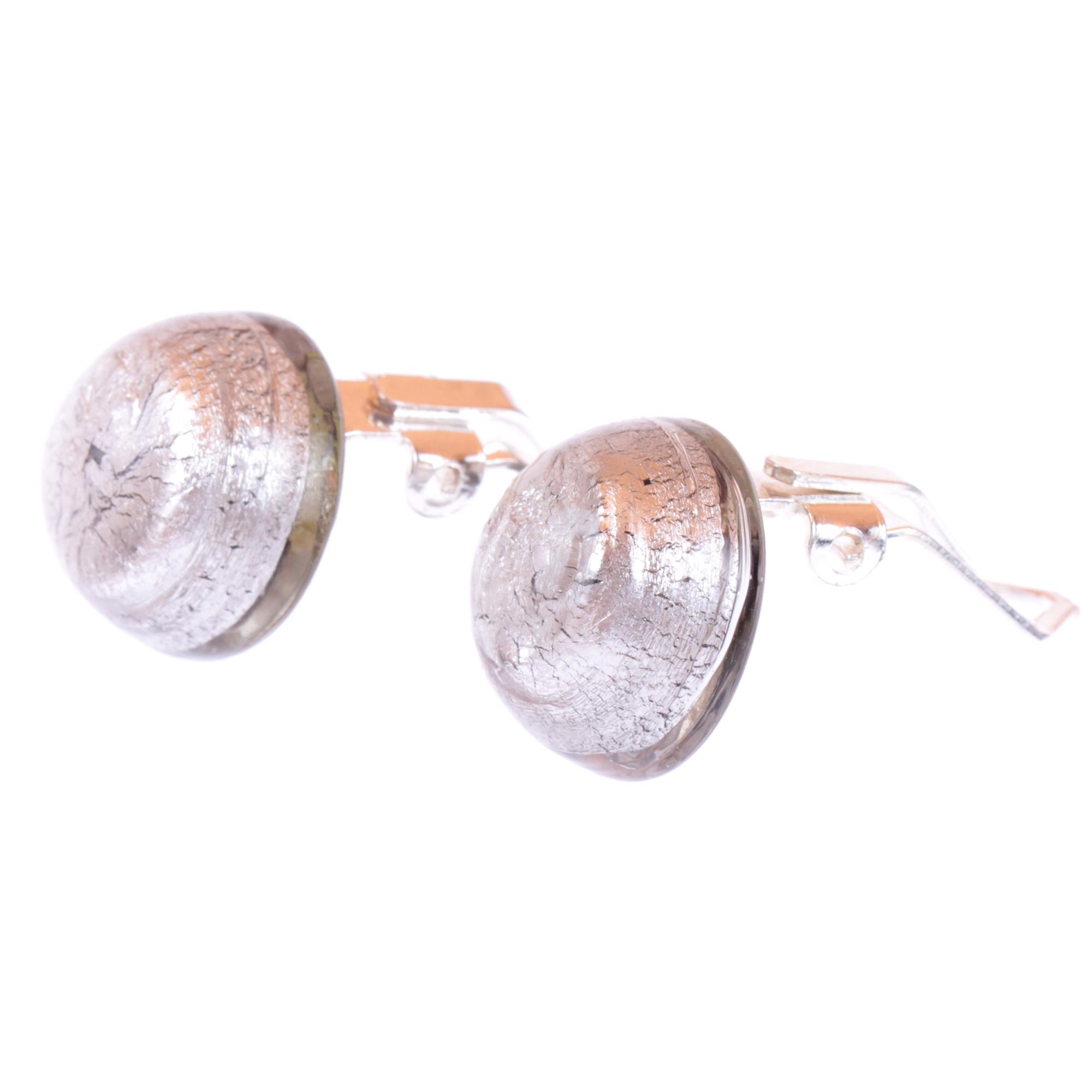 Muranoglas Ohrclip "Elea" grau-silber