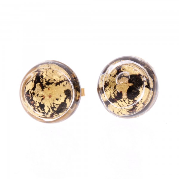 Elevato Ohrstecker Schwarz/Gold aus Muranoglas mit Blattgold