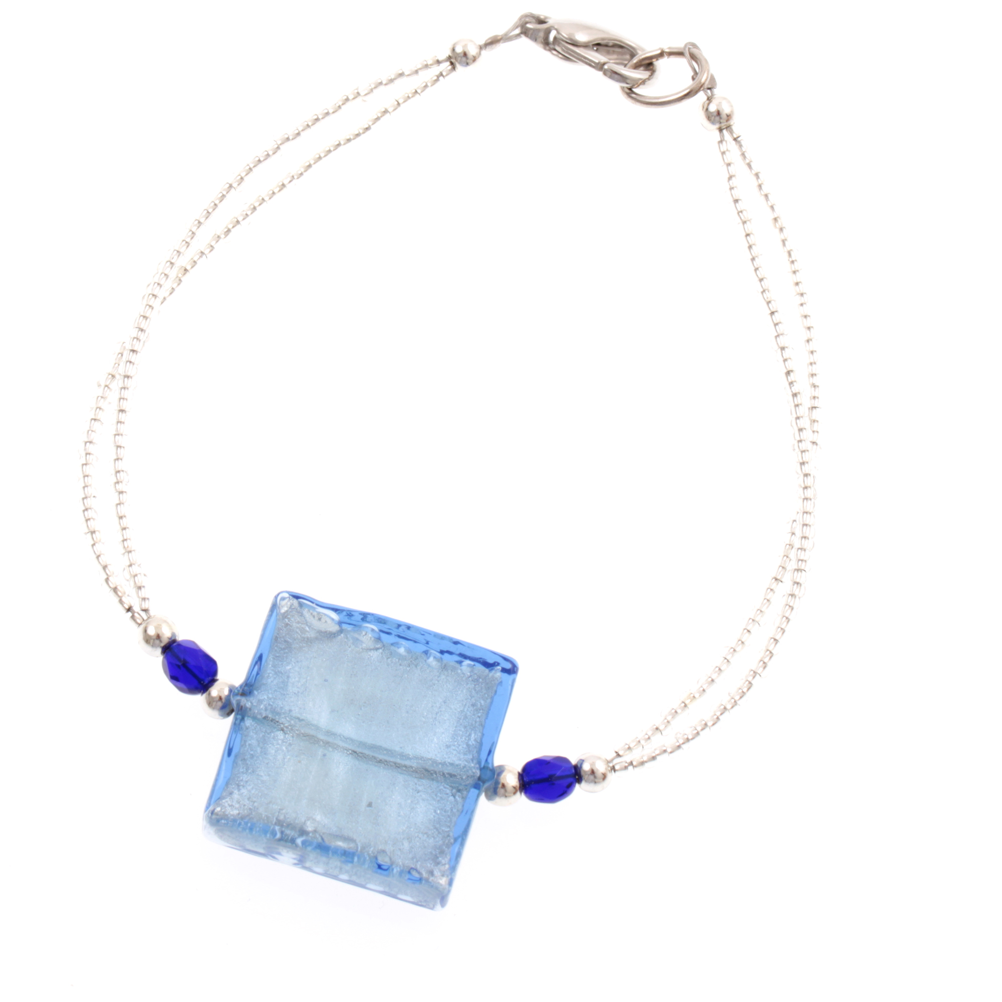 Murano Glas Armband "Mel" -blau-silber