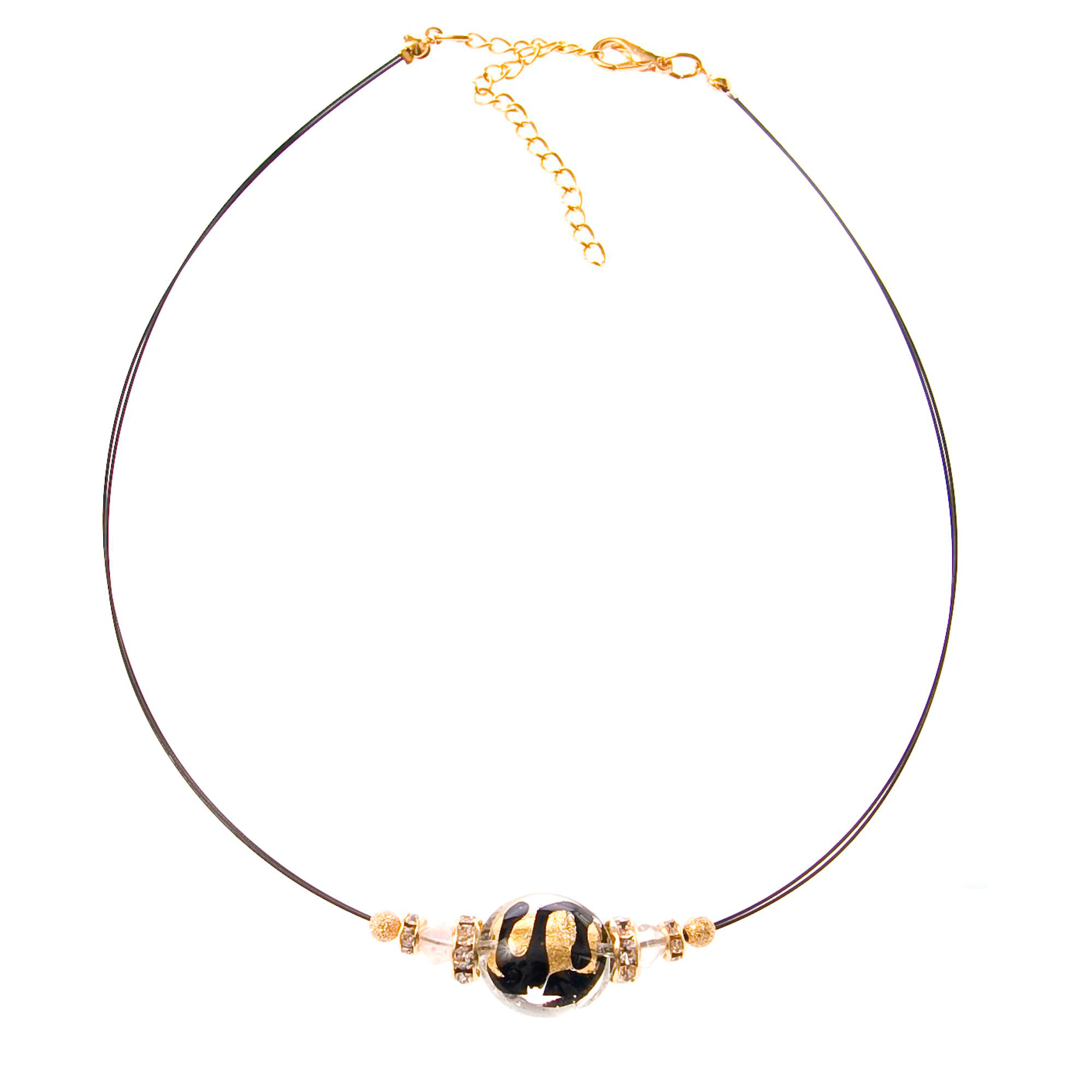 Tolles Murano Glas Collier "New York" Halskette-schwarz-gold