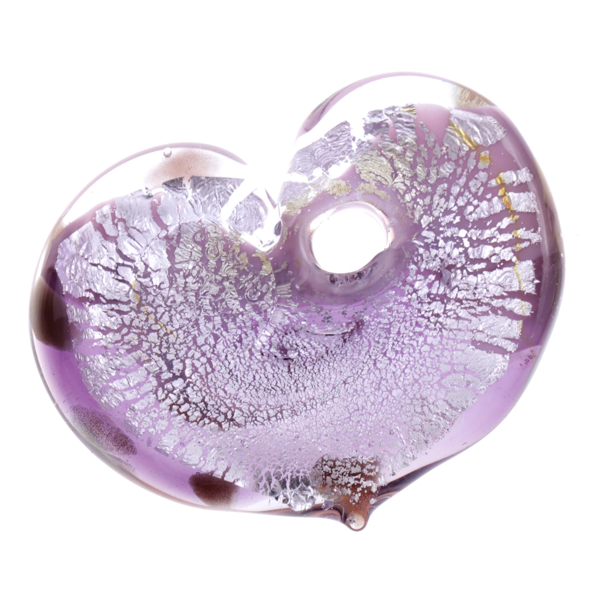 Ein Herz Anhänger aus Murano Glas "Picco Animo" -amethist-silber