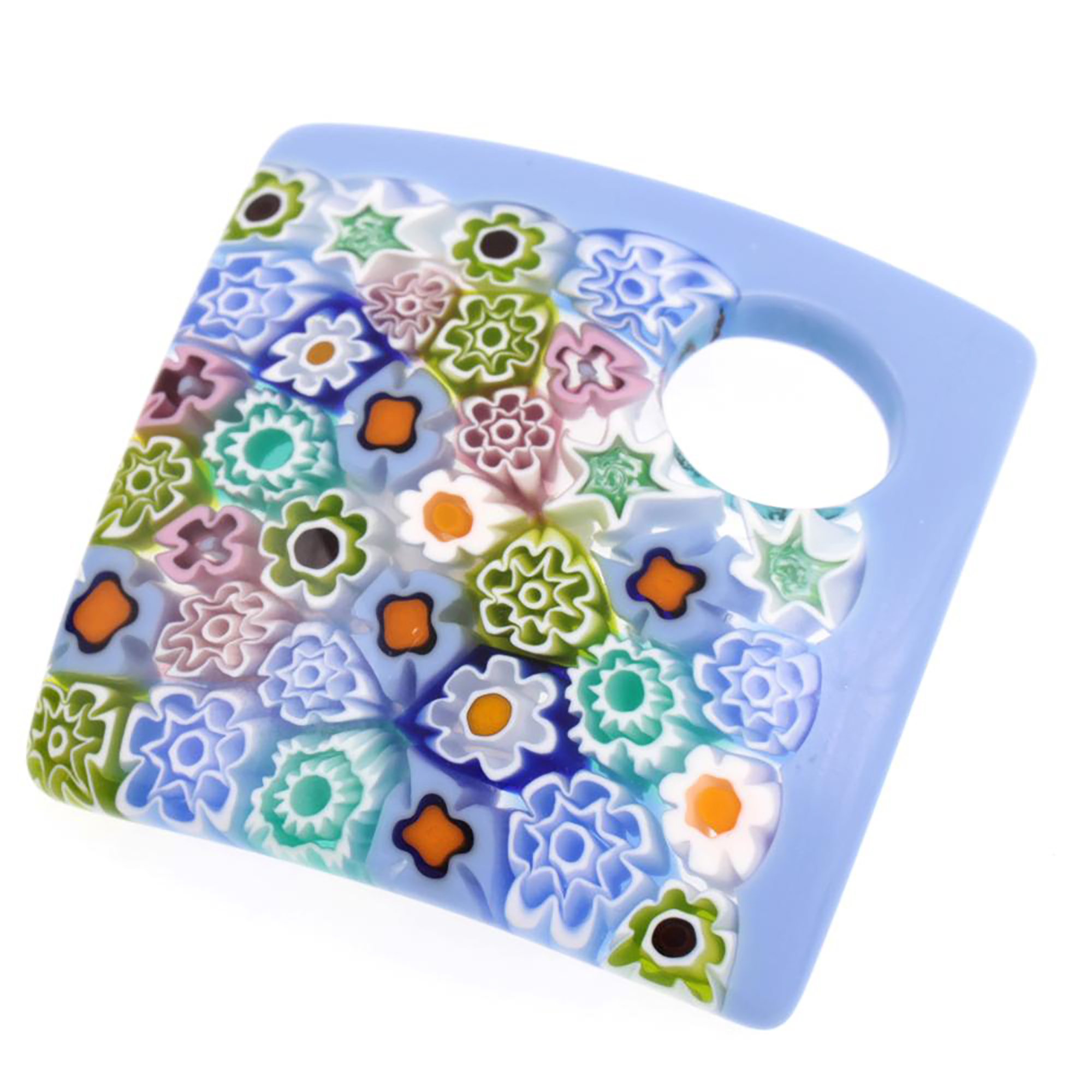 Modell "Lola" Murano Glas Anhänger mit echter Mille Fiori-hellblau