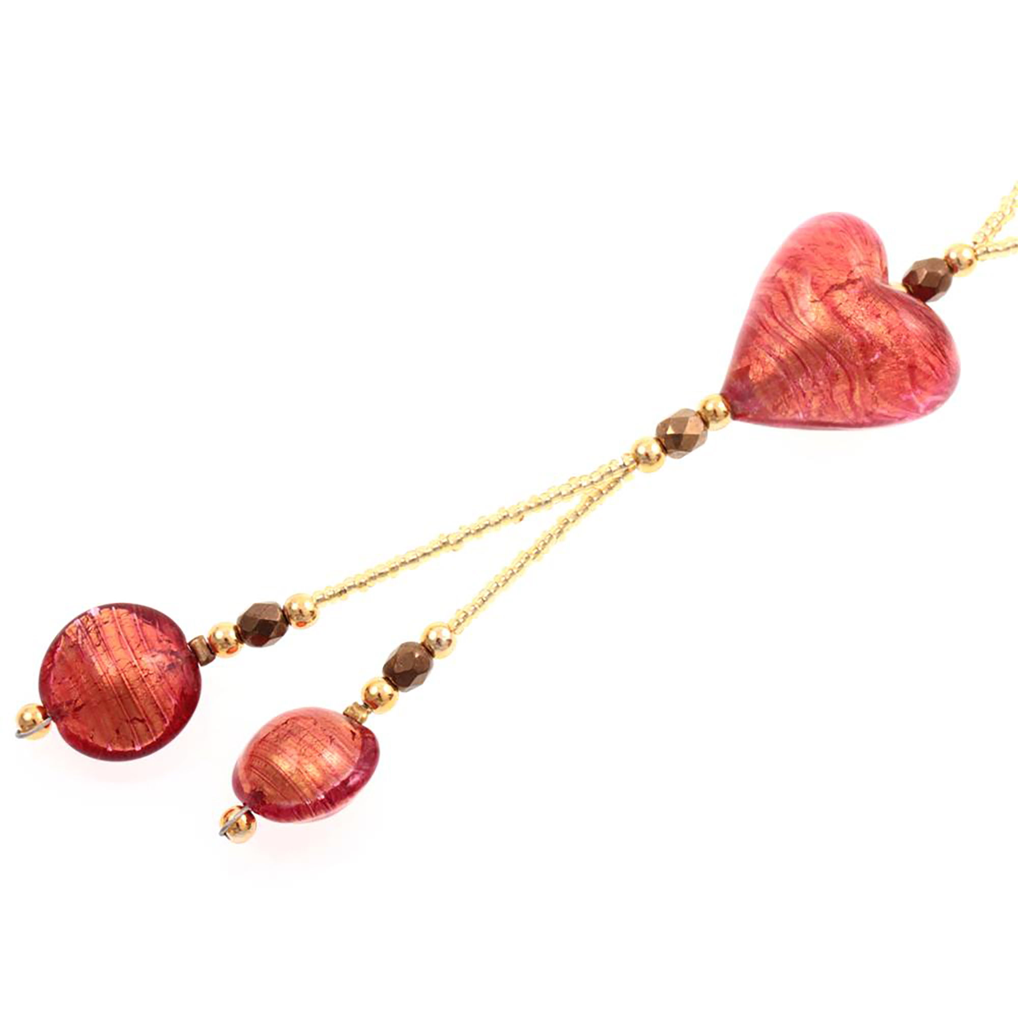 Murano Glas Collier "Stella" Halskette-rosa-gold
