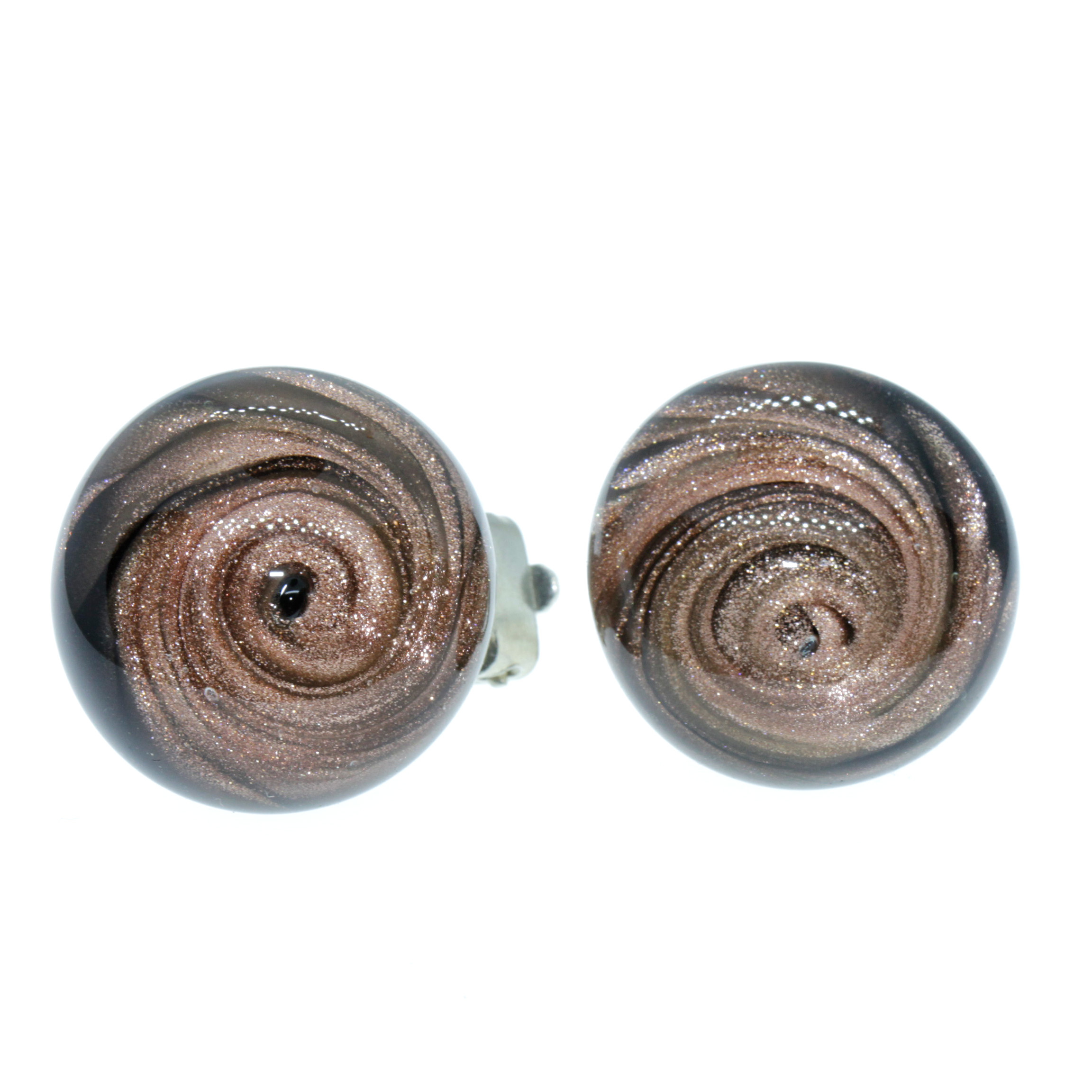 Malaga Deluxe Muranoglas Ohrclips Kupfer; Muranoglas mit echtem Kupfer, ohne Blattgold oder Blattsilber; hypoallergene, hochwertig versilberte Clips