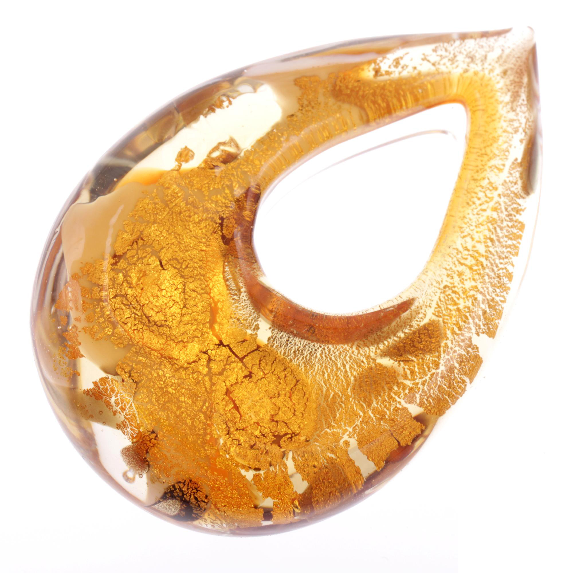 Erlesener Murano Glas Anhänger Model "Drop"-amber-gold