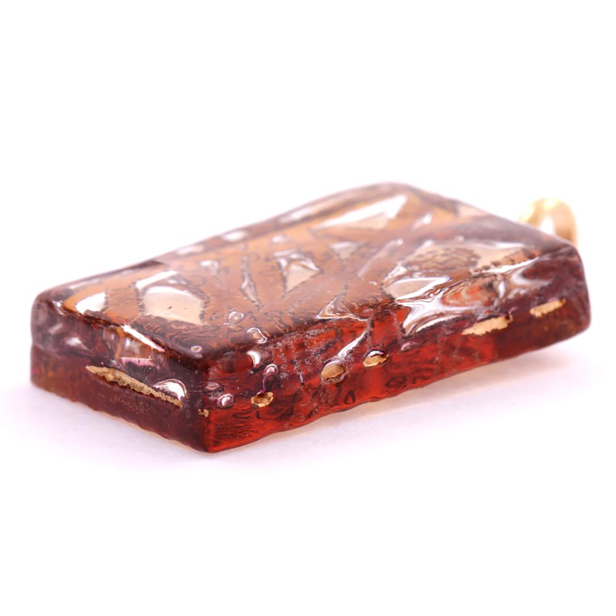 Rechteck Anhänger "Swan II" Murano Glas-amber-gold