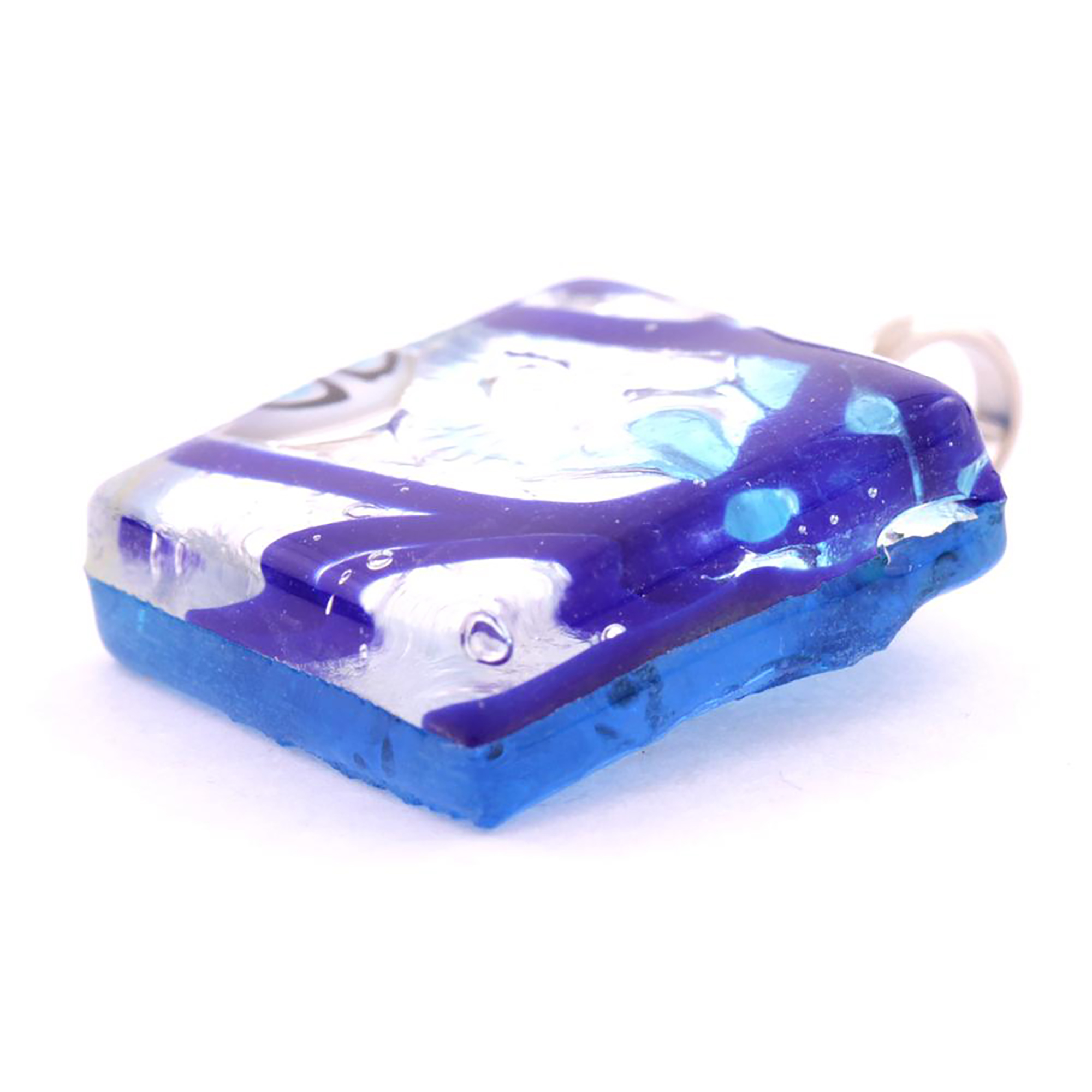 Murano Glas Anhänger "Violetta" -blau-silber