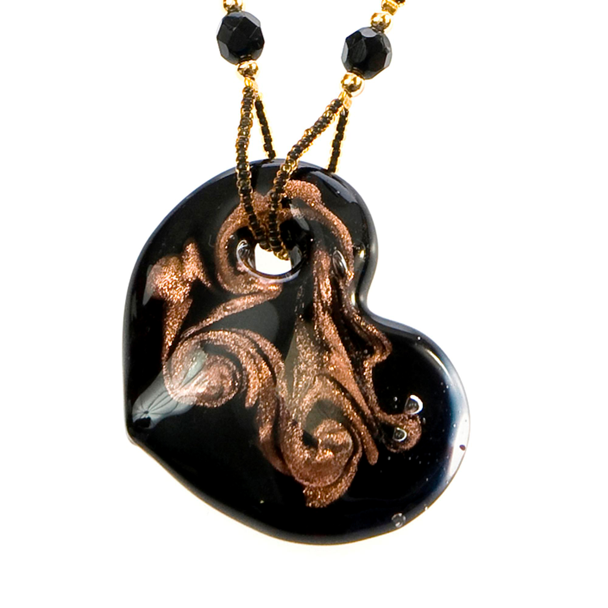 Edles Murano Glas Herz "Capri" Halskette-kupfer