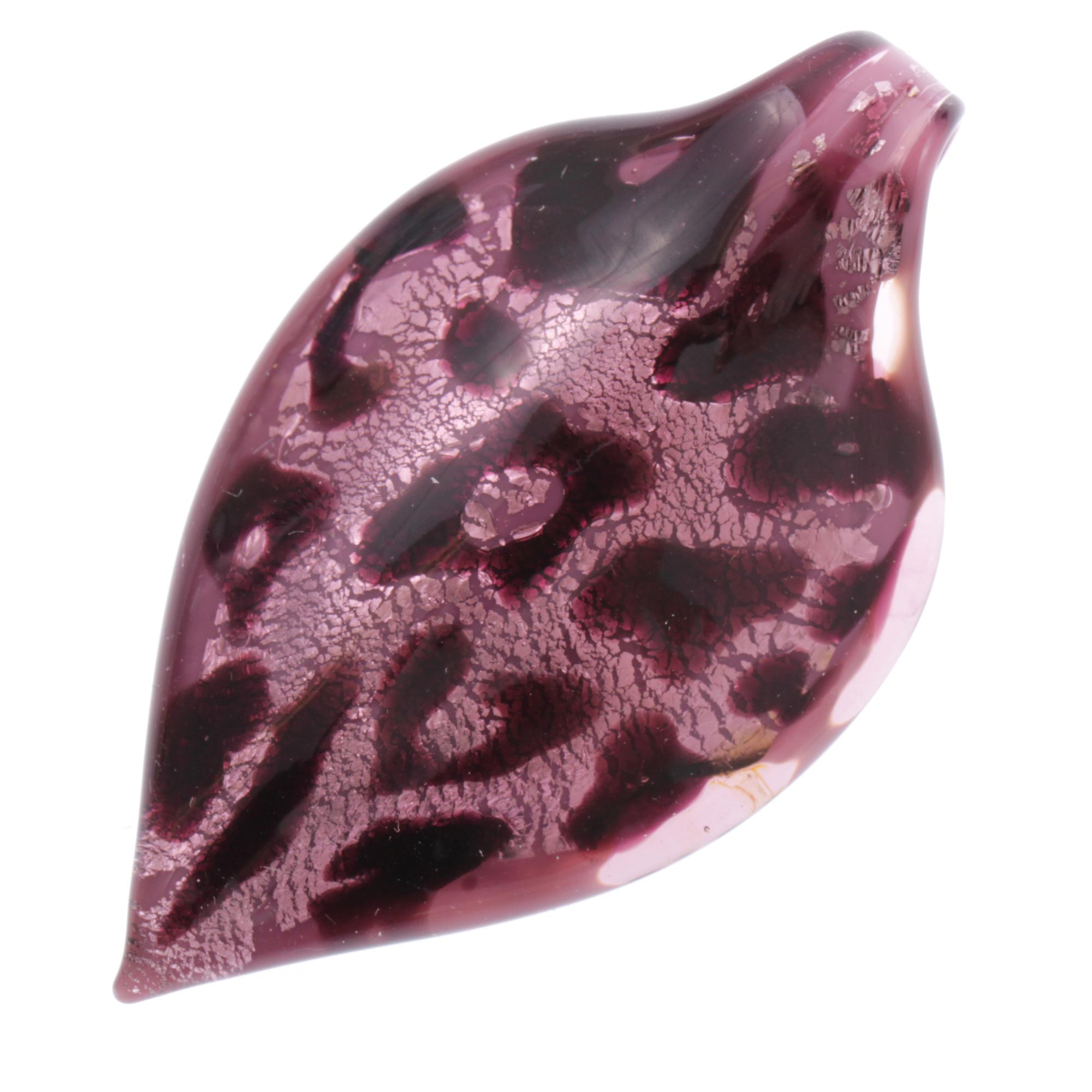 Feines kleines Murano Glas Blatt "Pala" Anhänger-lila