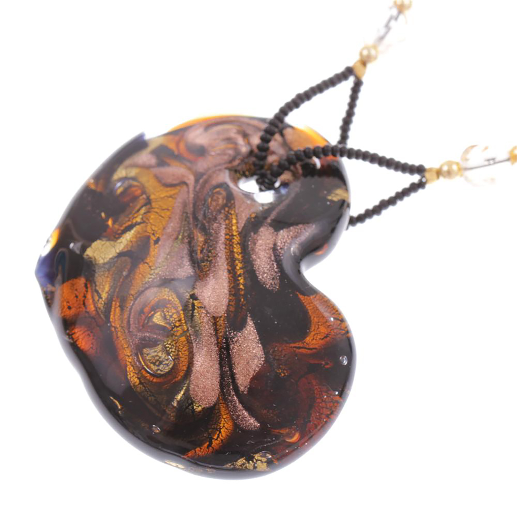 Edles Murano Glas Herz "Capri" Halskette-schwarz-kupfer