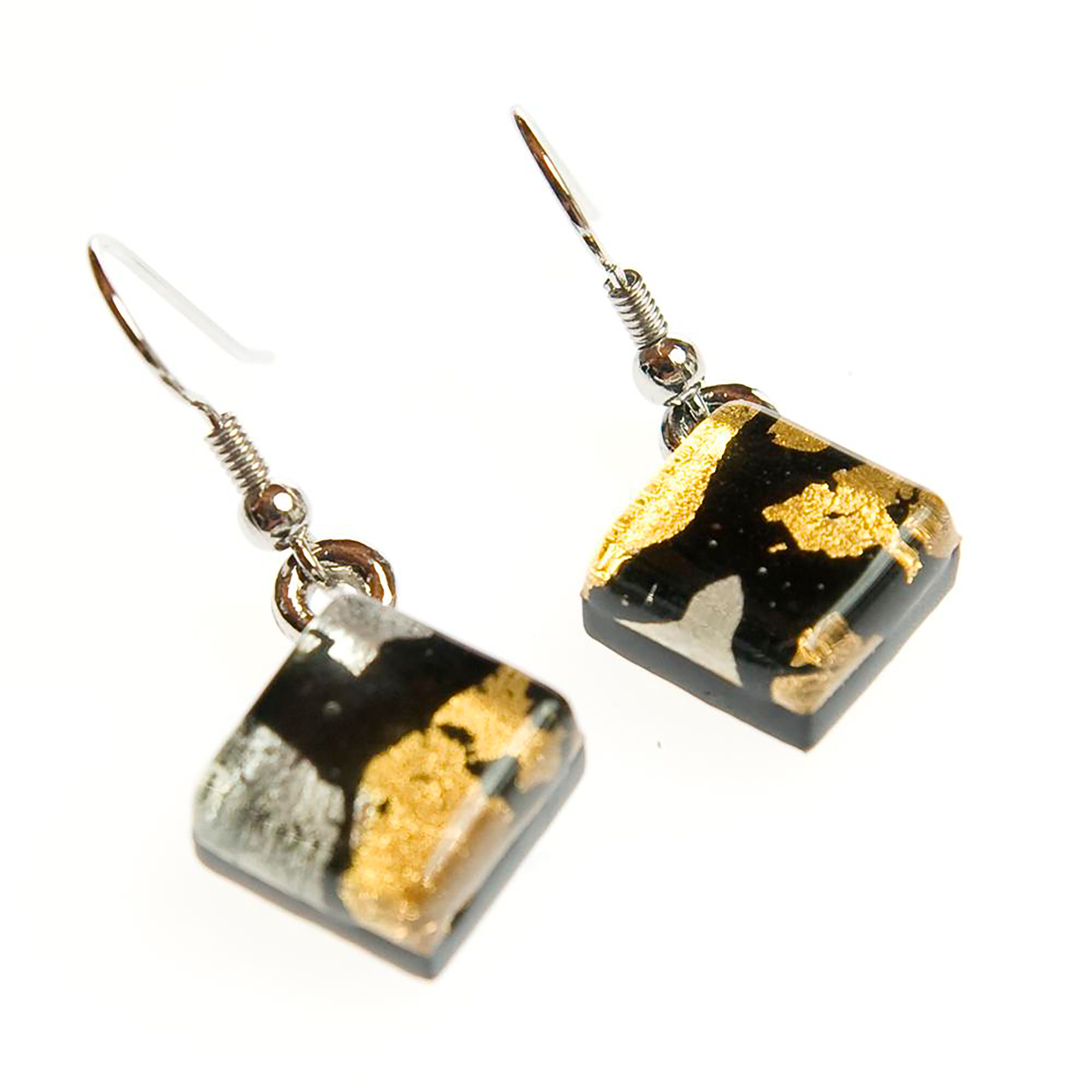Ohrhaken Murano Glas "Ashley" Ohrschmuck-schwarz-silber-gold