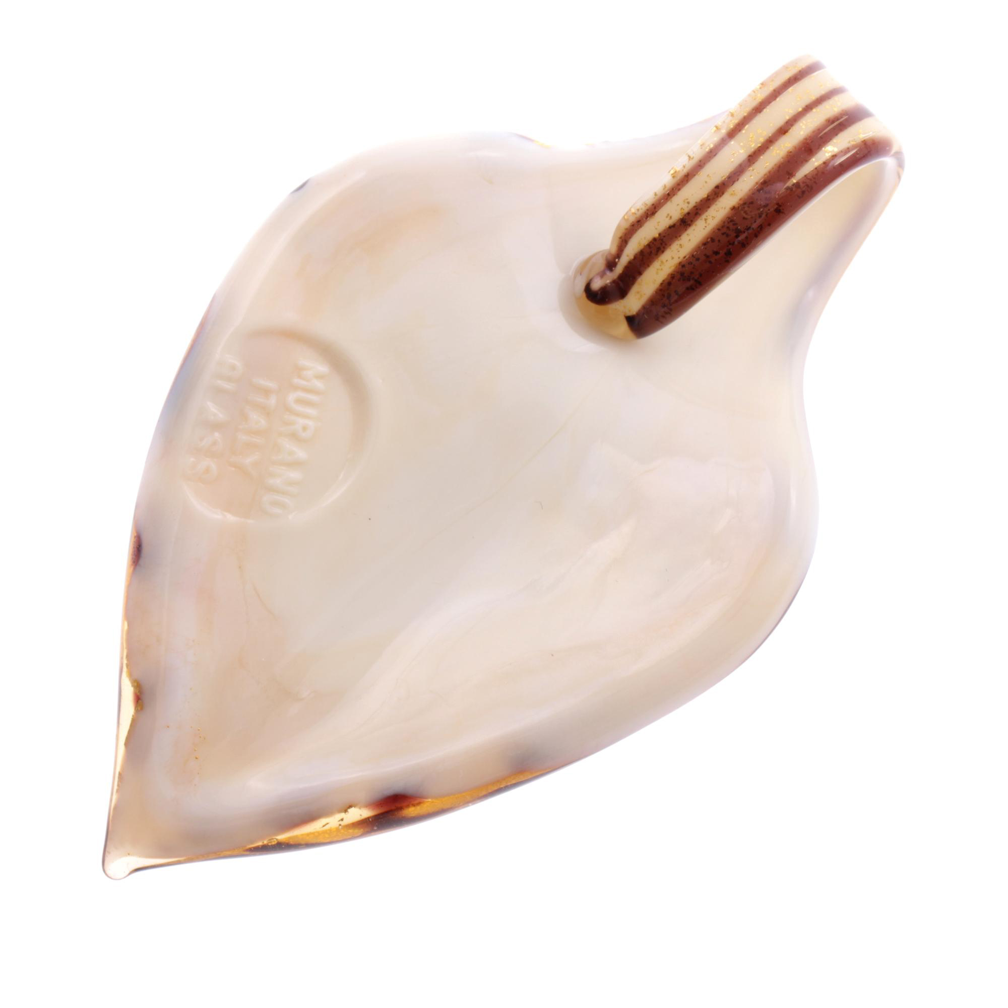 Ein großes Murano Glas Blatt "Pala Grande" Anhänger-amber
