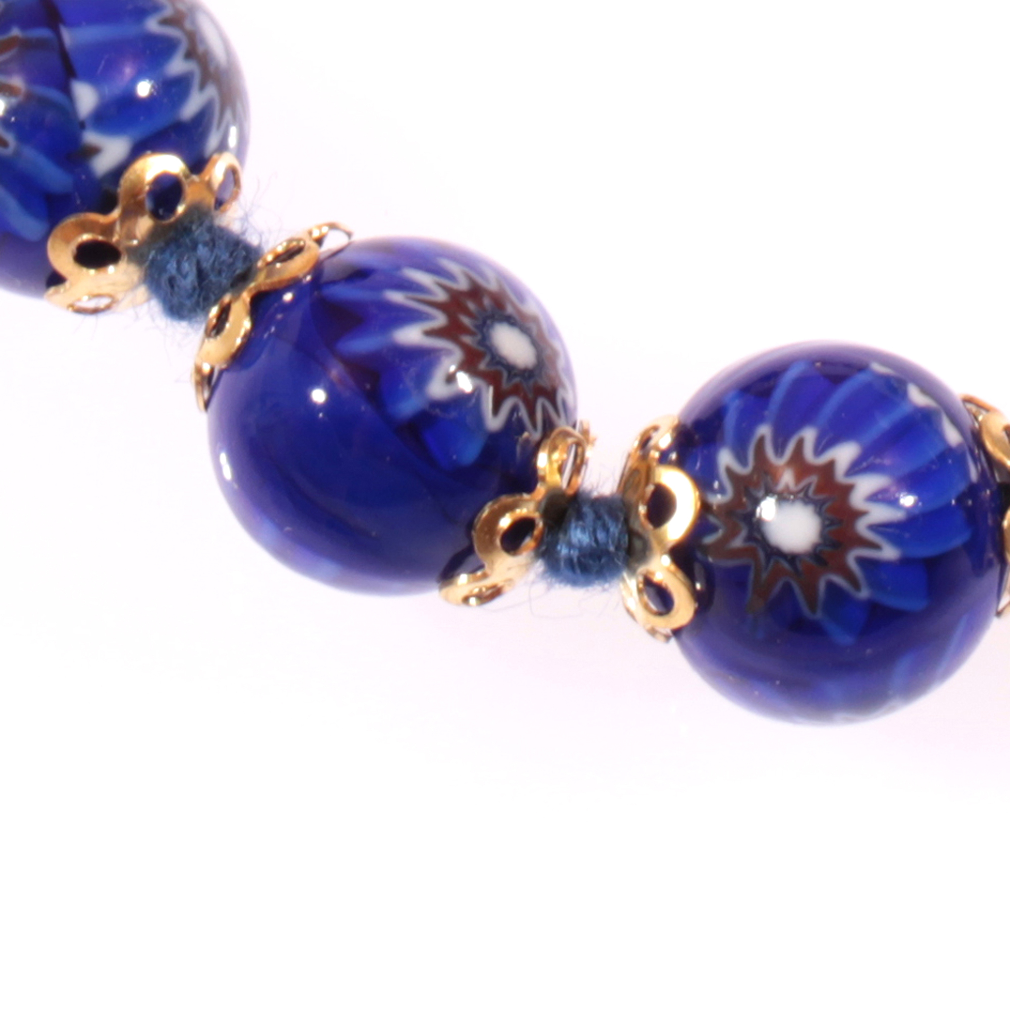 Murano Glas Armband "Mille Fiori" dunkelblau
