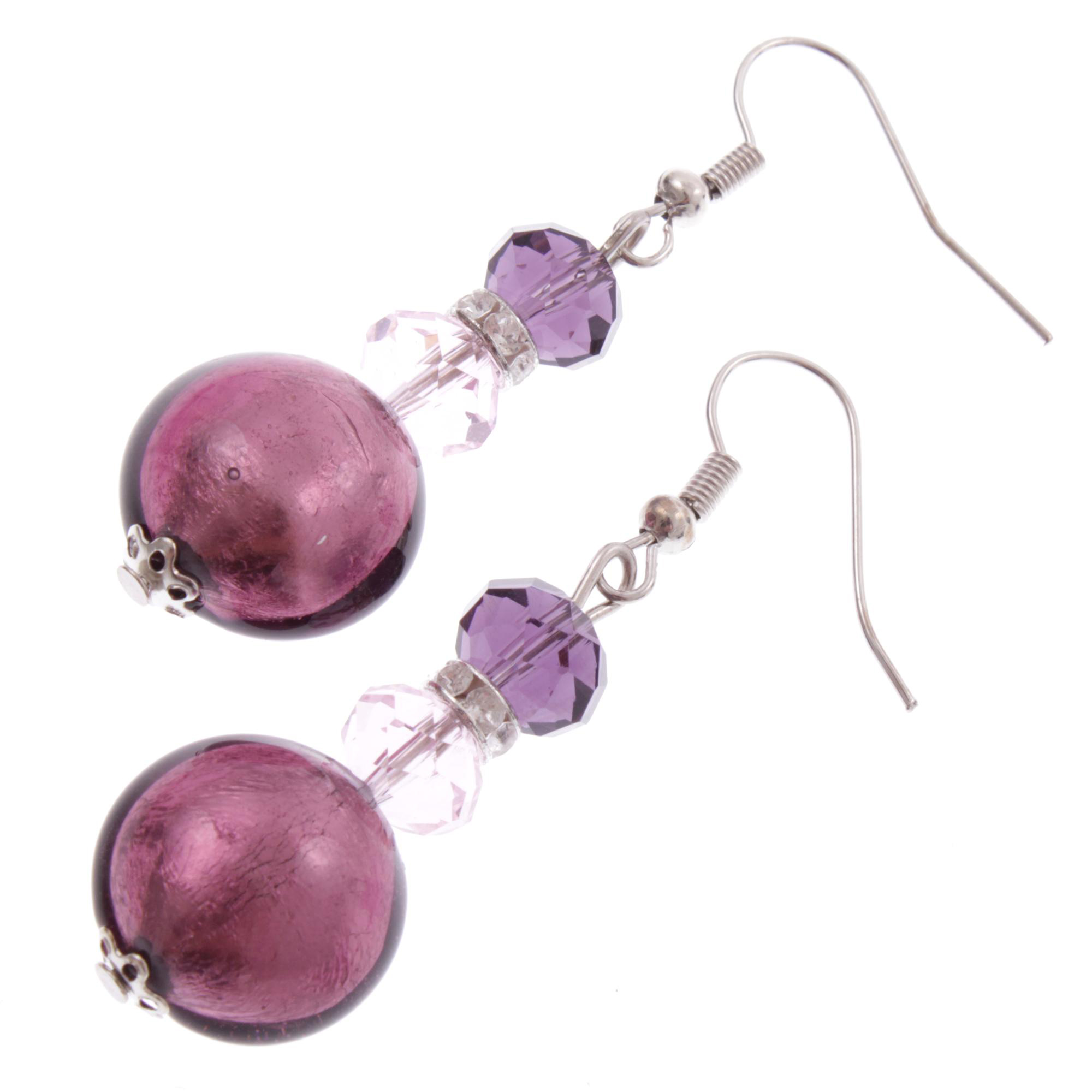 Ohrhaken Ohrhänger Murano Glas "Sonno" Ohrschmuck-lila