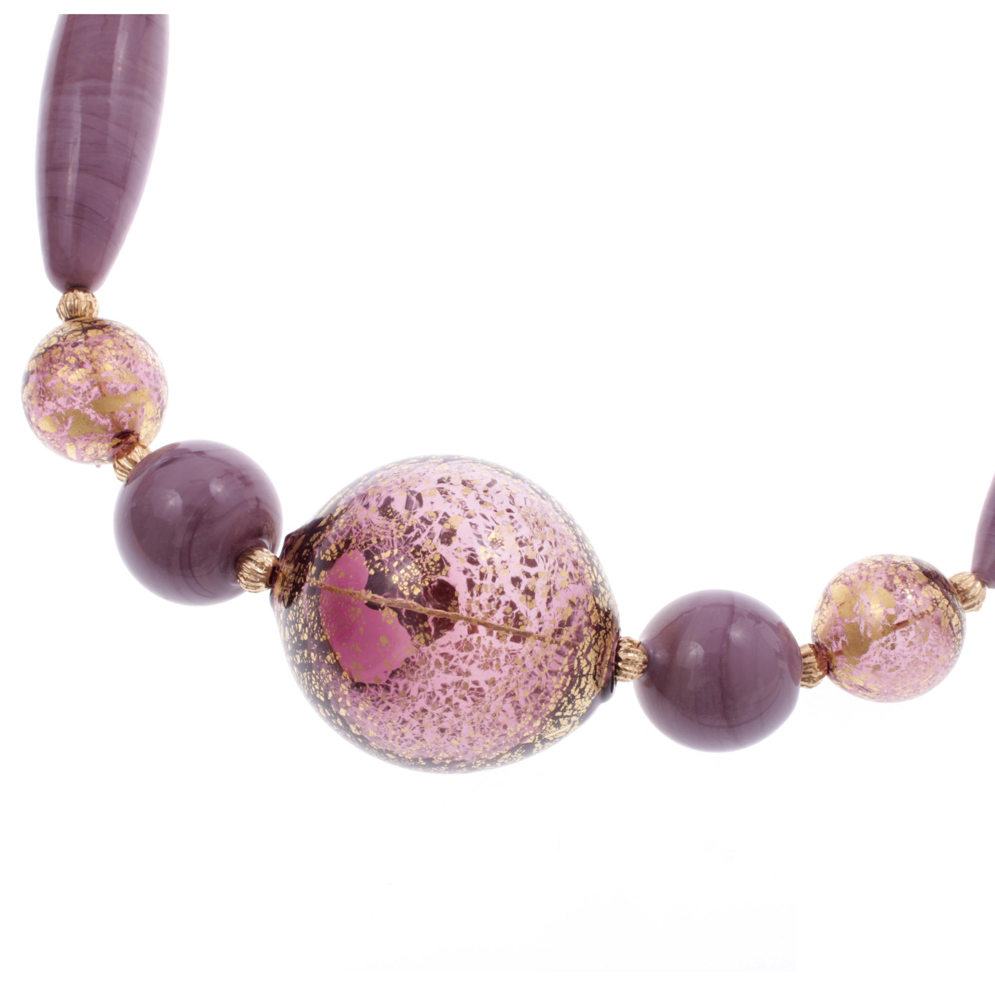 Palina Collier Amethyst/Gold aus echtem Muranoglas mit echtem Blattgold