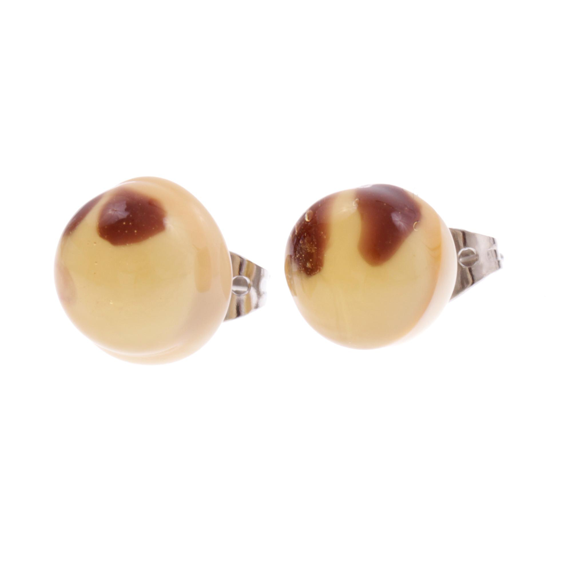 Spina Attesa Ohrstecker Amber aus echtem Muranoglas mit echtem Blattgold
