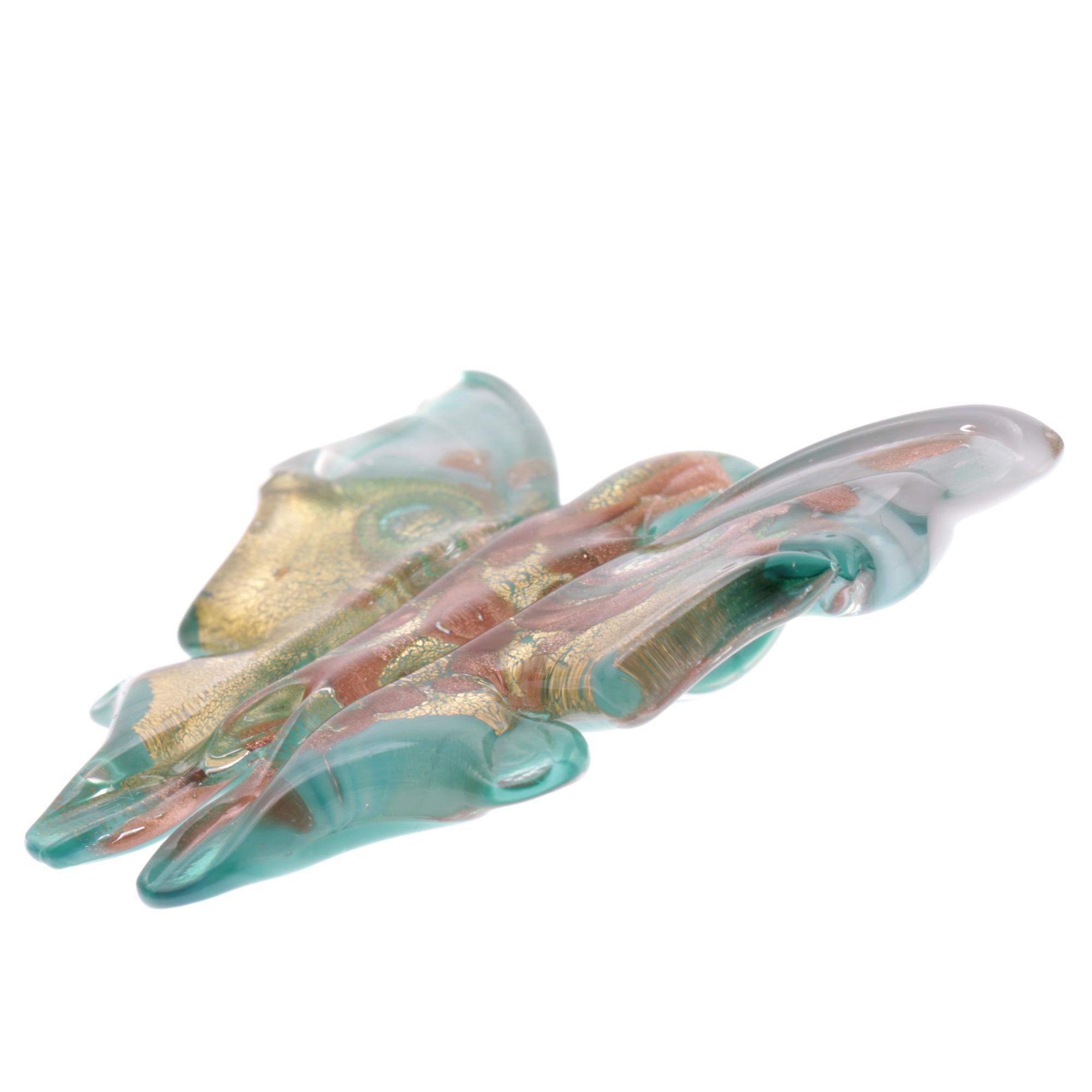 Ein Murano Glas Schmetterling "Farfalla" Anhänger-grün-gold