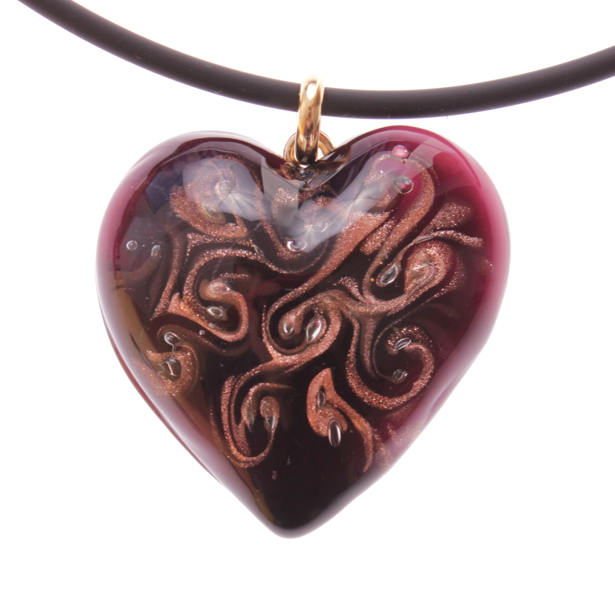 Girello medium Muranoglas Anhänger Schwarz/Kupfer; Muranoglas mit echtem Kupfer; hypoallergene, hochwertig vergoldete Öse