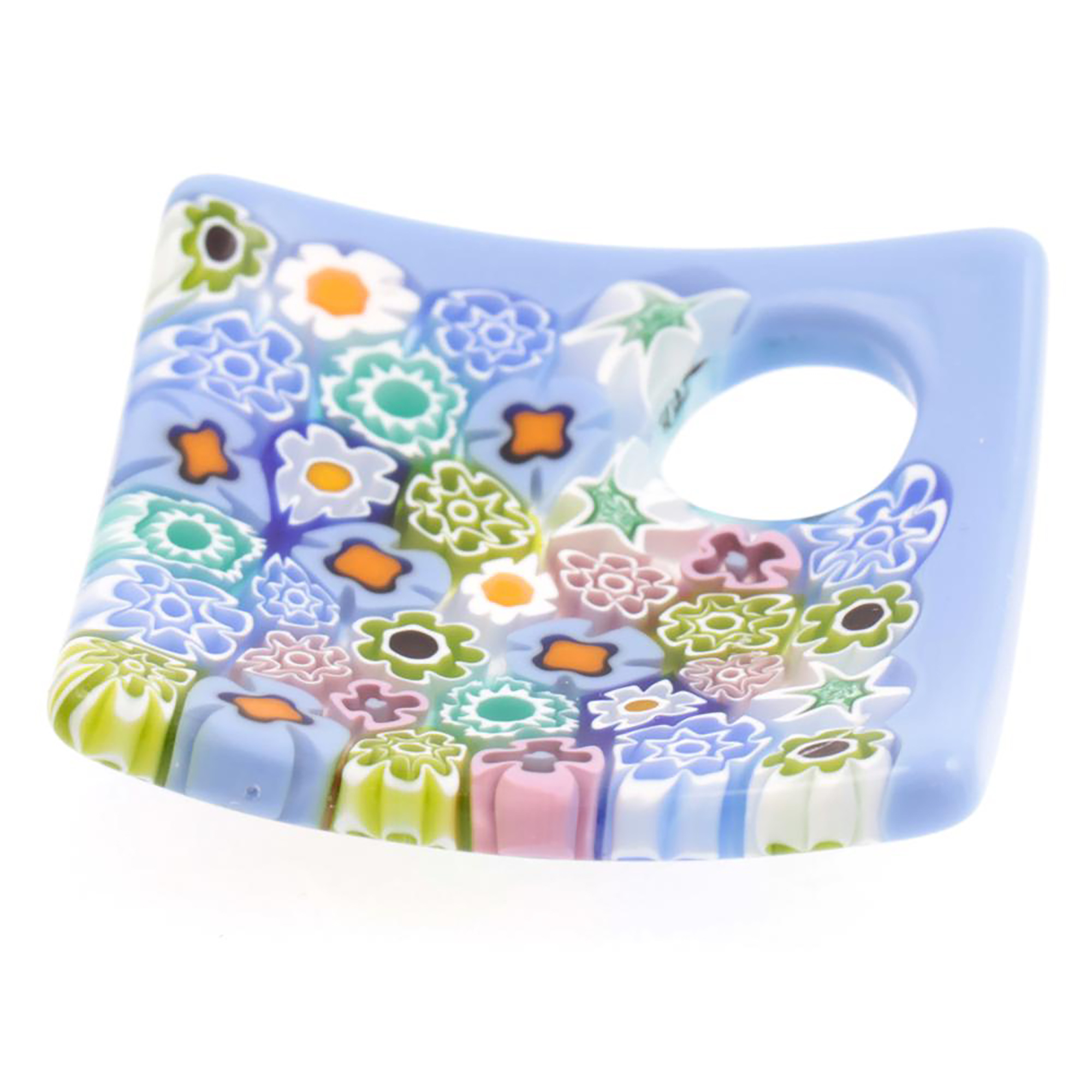 Modell "Lola" Murano Glas Anhänger mit echter Mille Fiori-hellblau