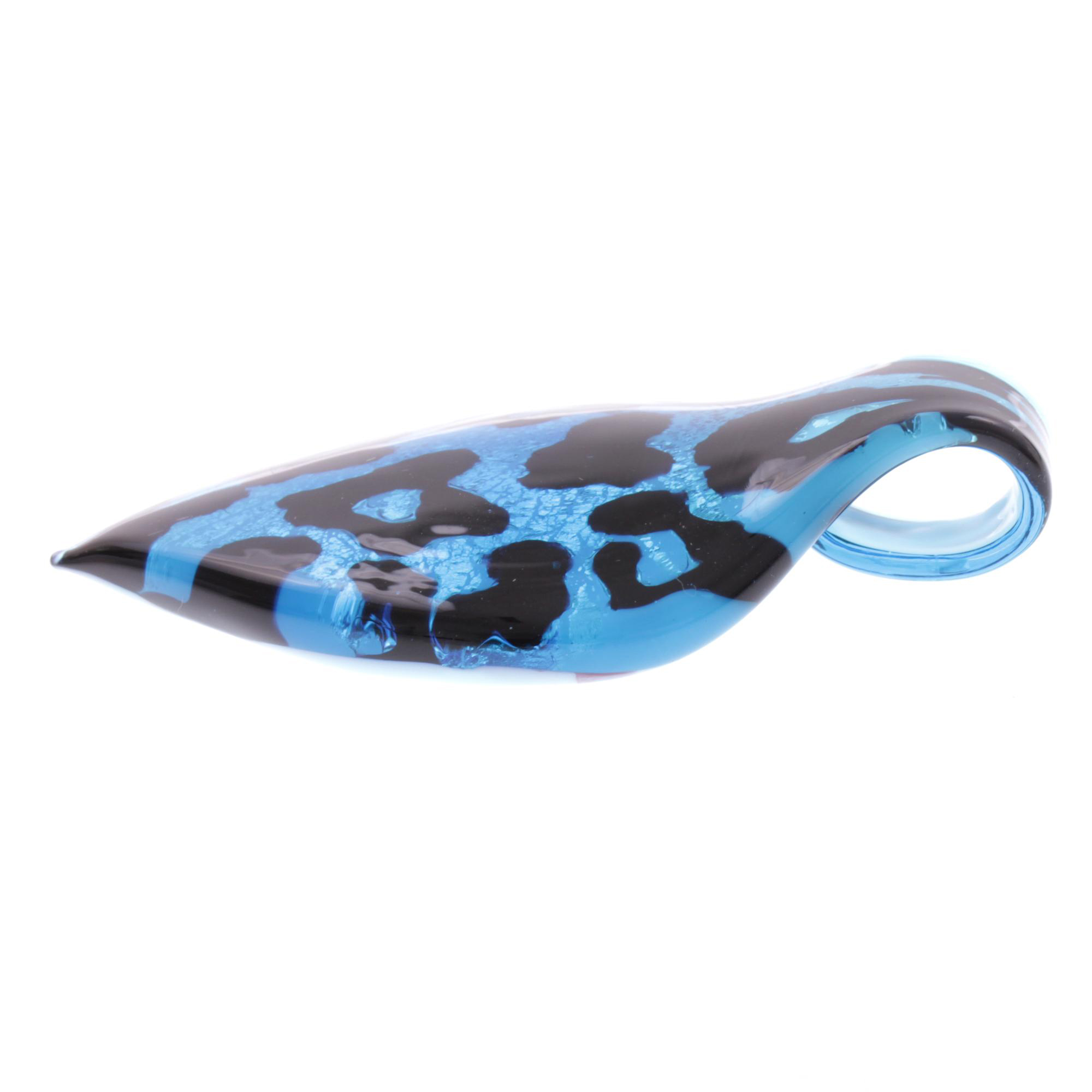 Feines kleines Murano Glas Blatt "Pala" Anhänger-blau