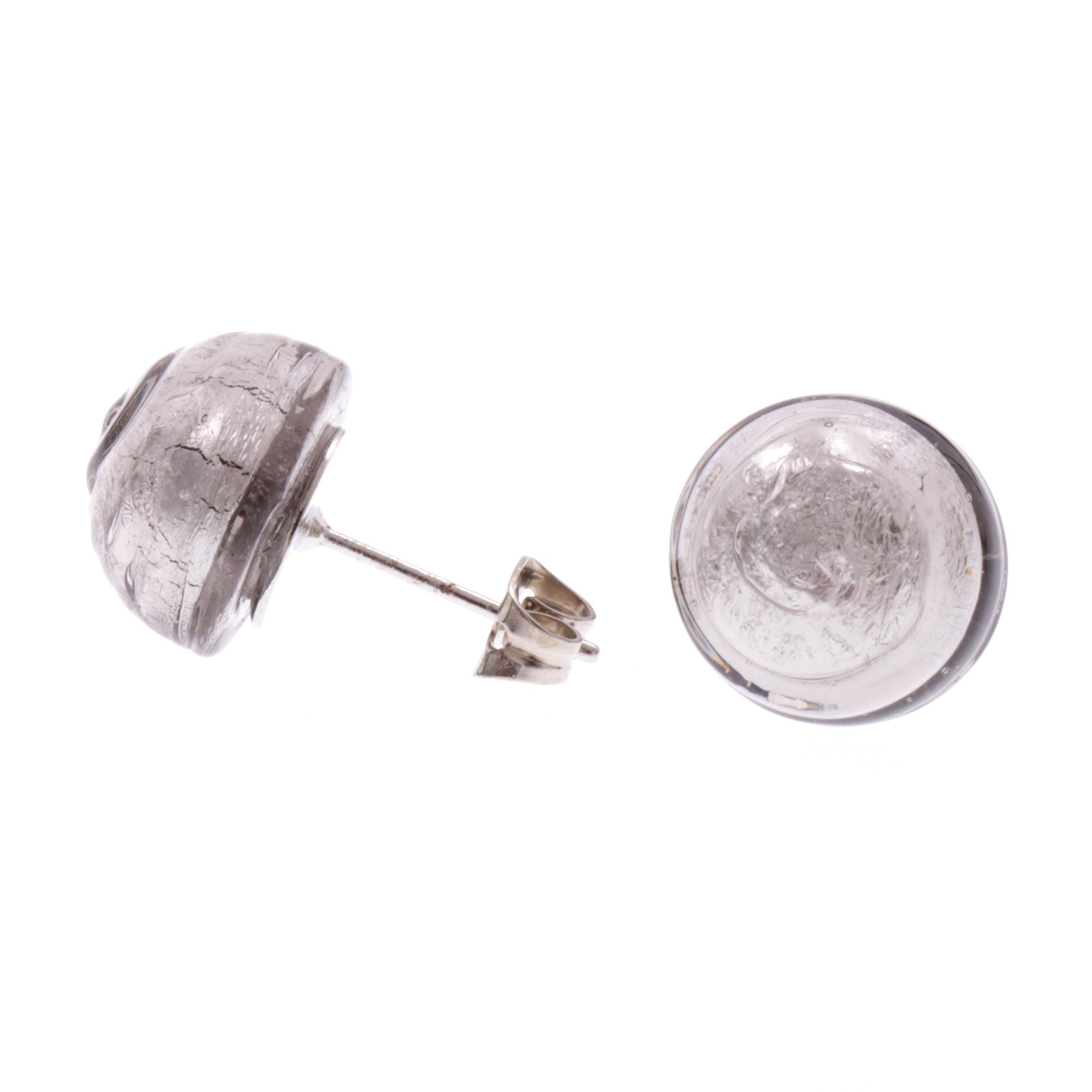 Elevato Ohrstecker Grau aus Muranoglas mit Blattsilber