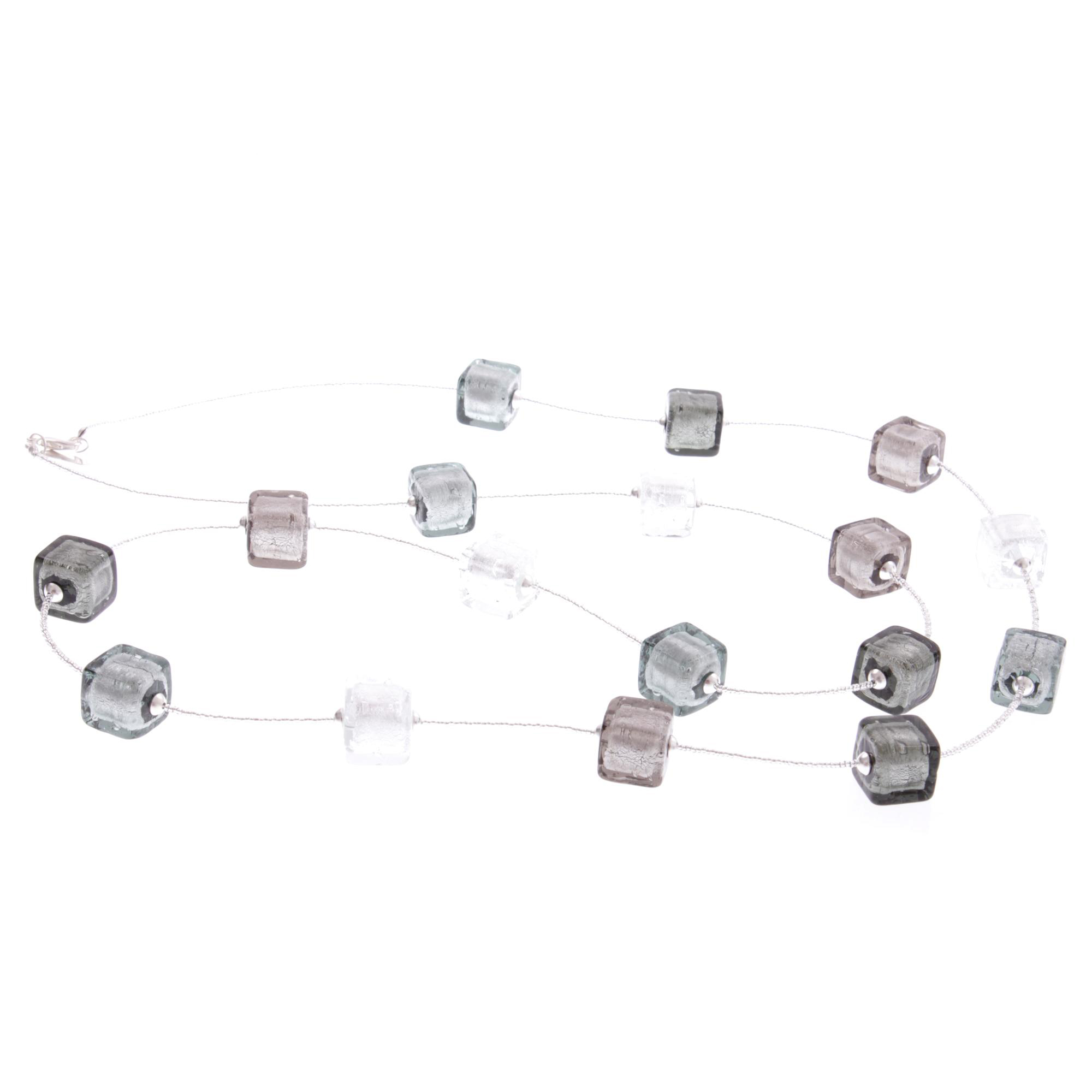Traumhaftes Murano Glas Collier "Ancora" Halskette-schwarz-silber