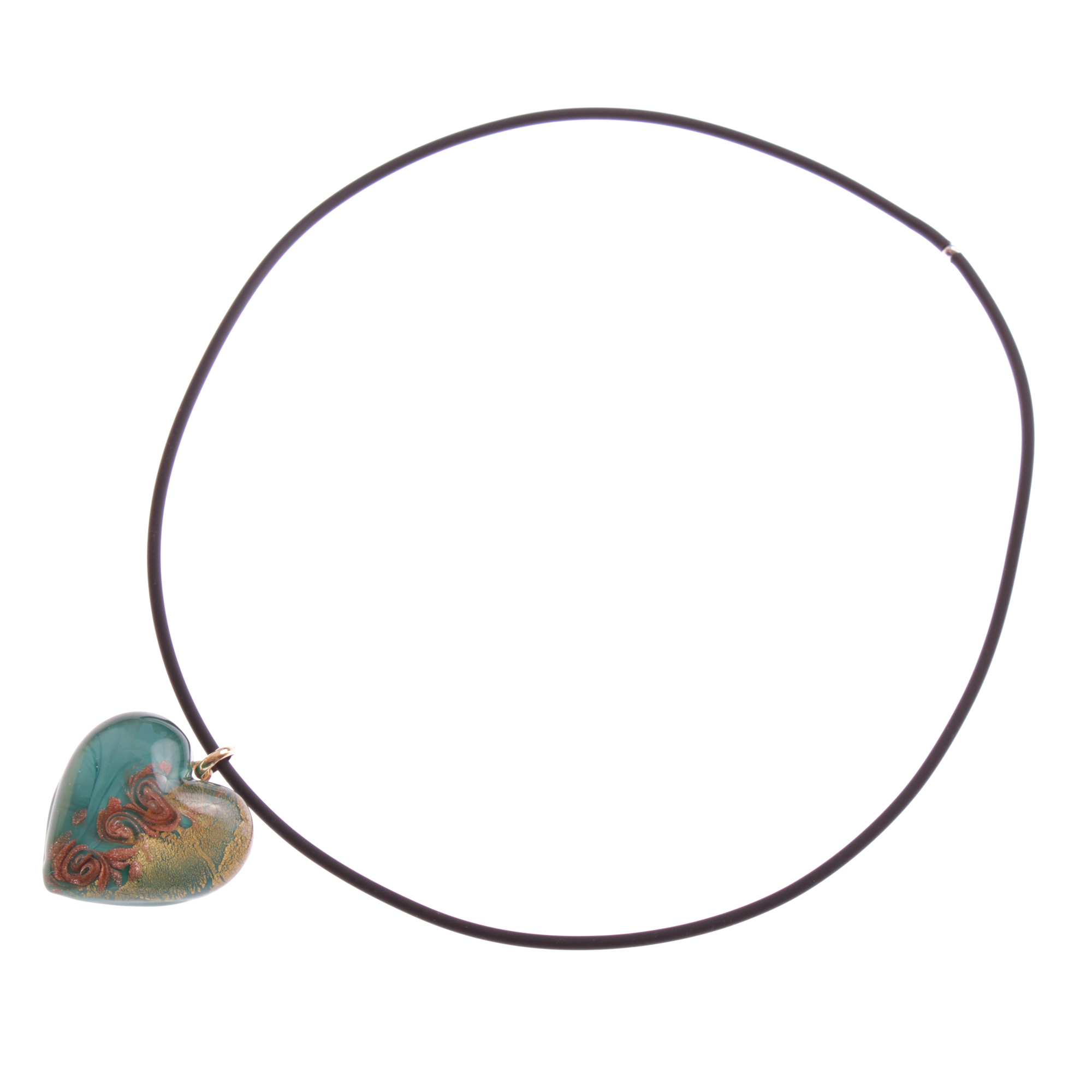 Girello medium Muranoglas Anhänger Grün/Gold; Muranoglas mit echtem Blattgold und Kupfer; hypoallergene, hochwertig vergoldete Öse
