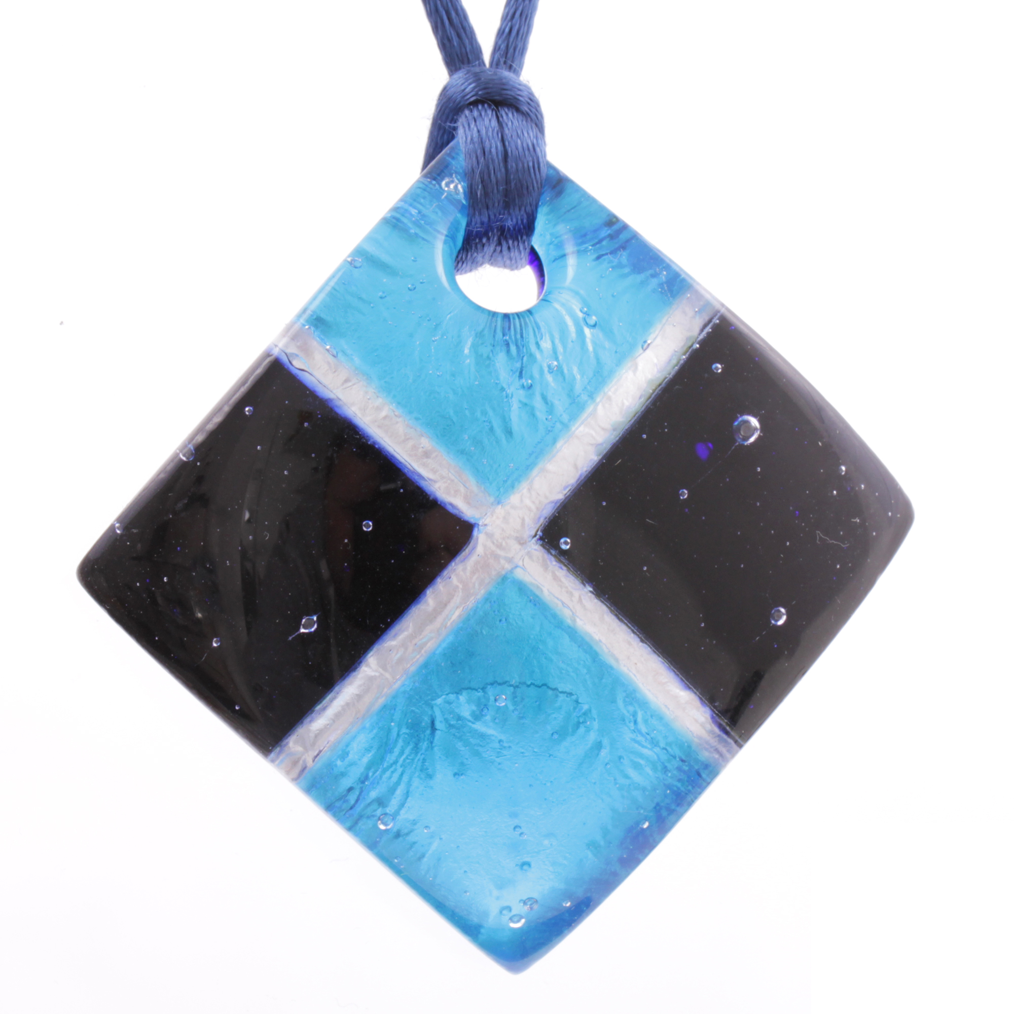 Murano Glas Halskette "Carré" -blau