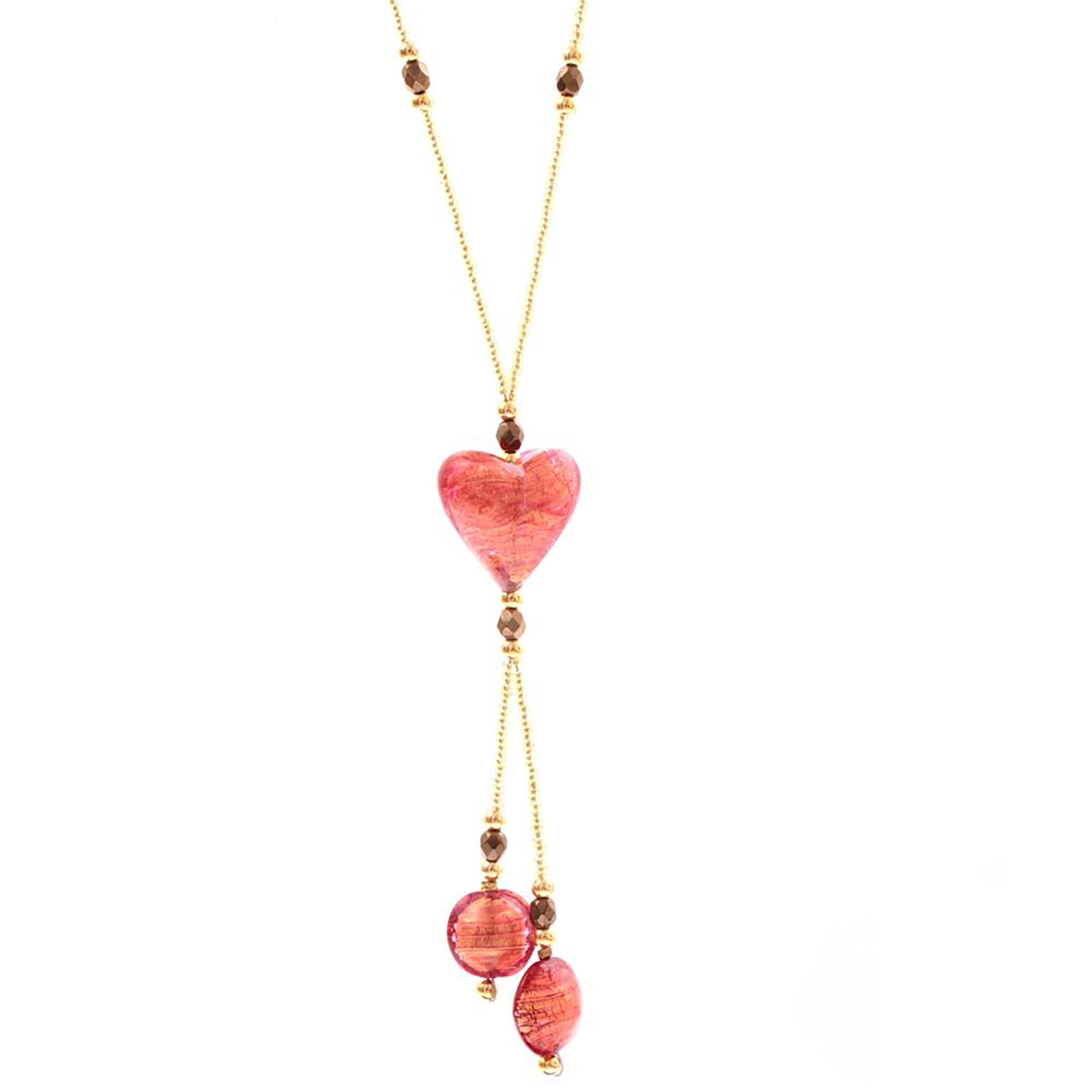 Murano Glas Collier "Stella" Halskette-rosa-gold
