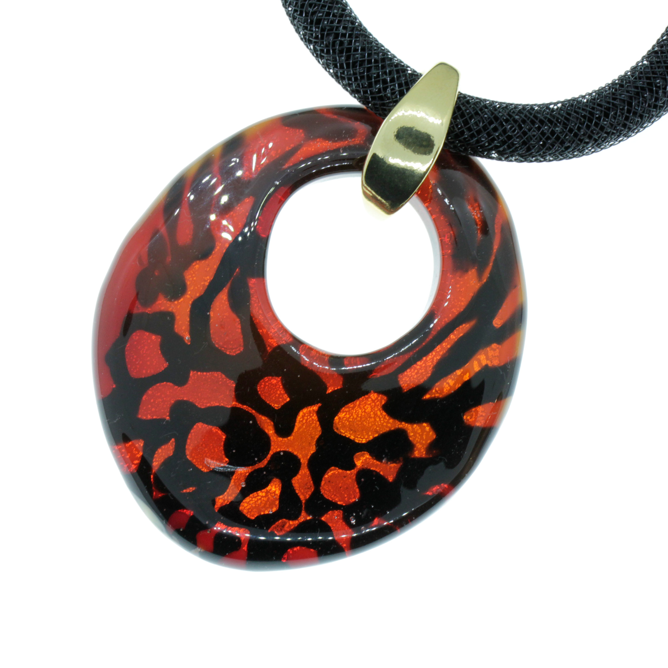 Edles Muranoglas Schmuckstück Model "Grande Galina Deluxe"- rot schwarz