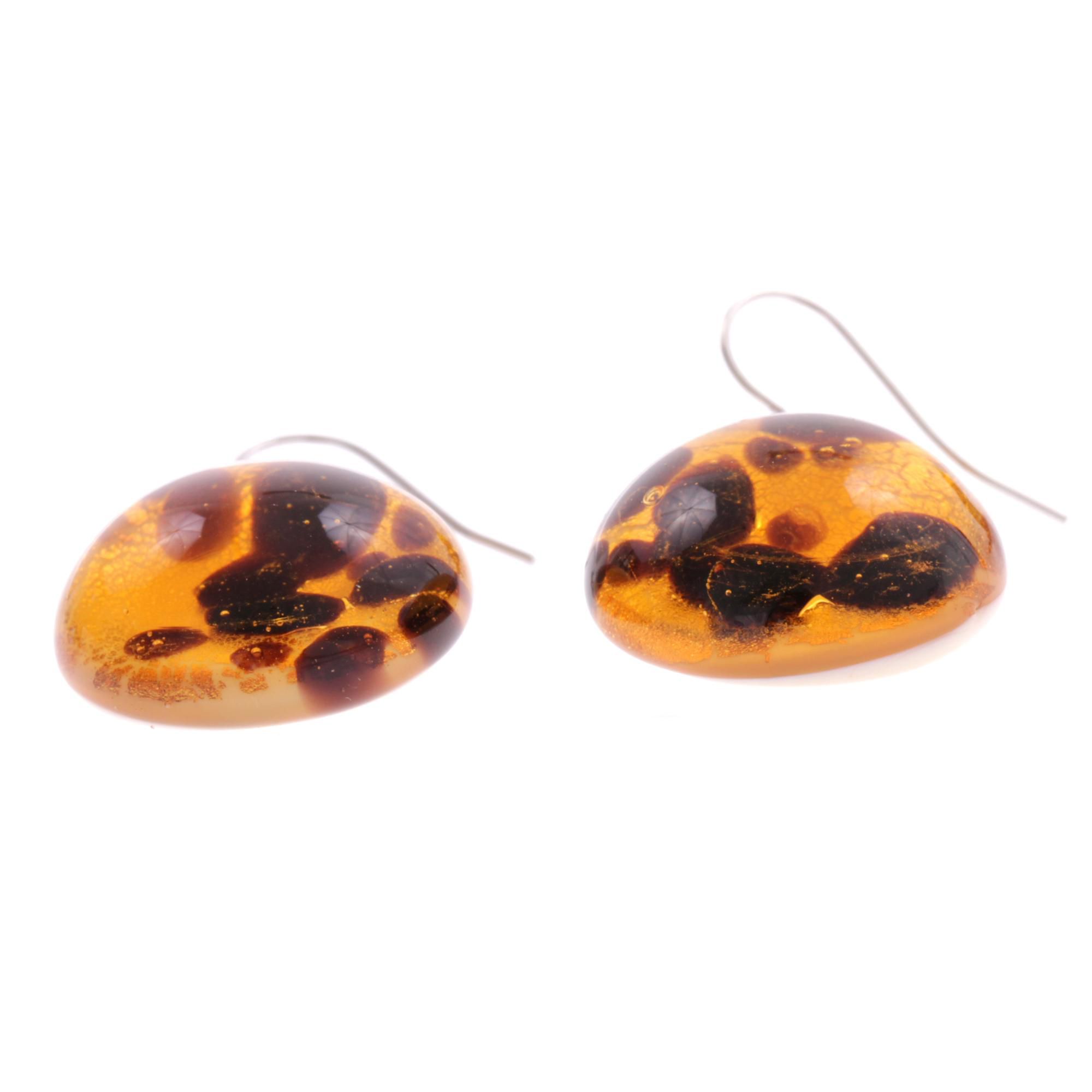 Attesa Ohrhänger Amber aus echtem Muranoglas mit echtem Blattgold