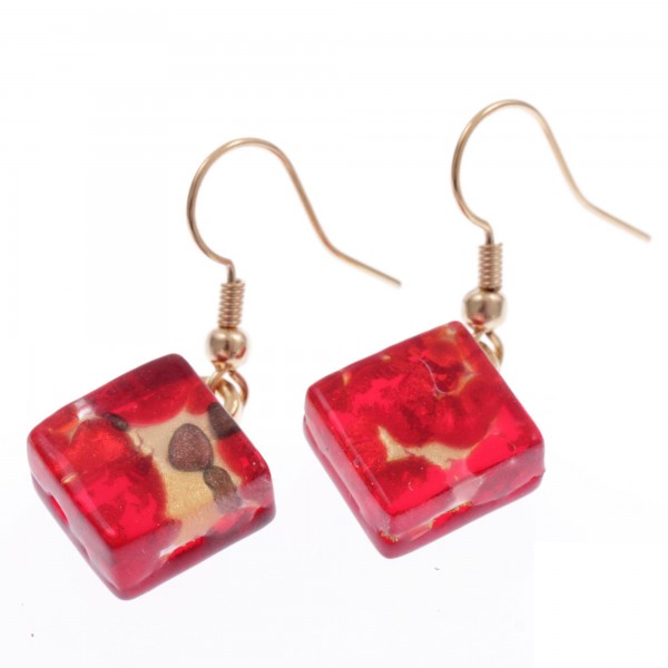 Ohrhaken Murano Glas "Ashley" Ohrschmuck-rot-gold