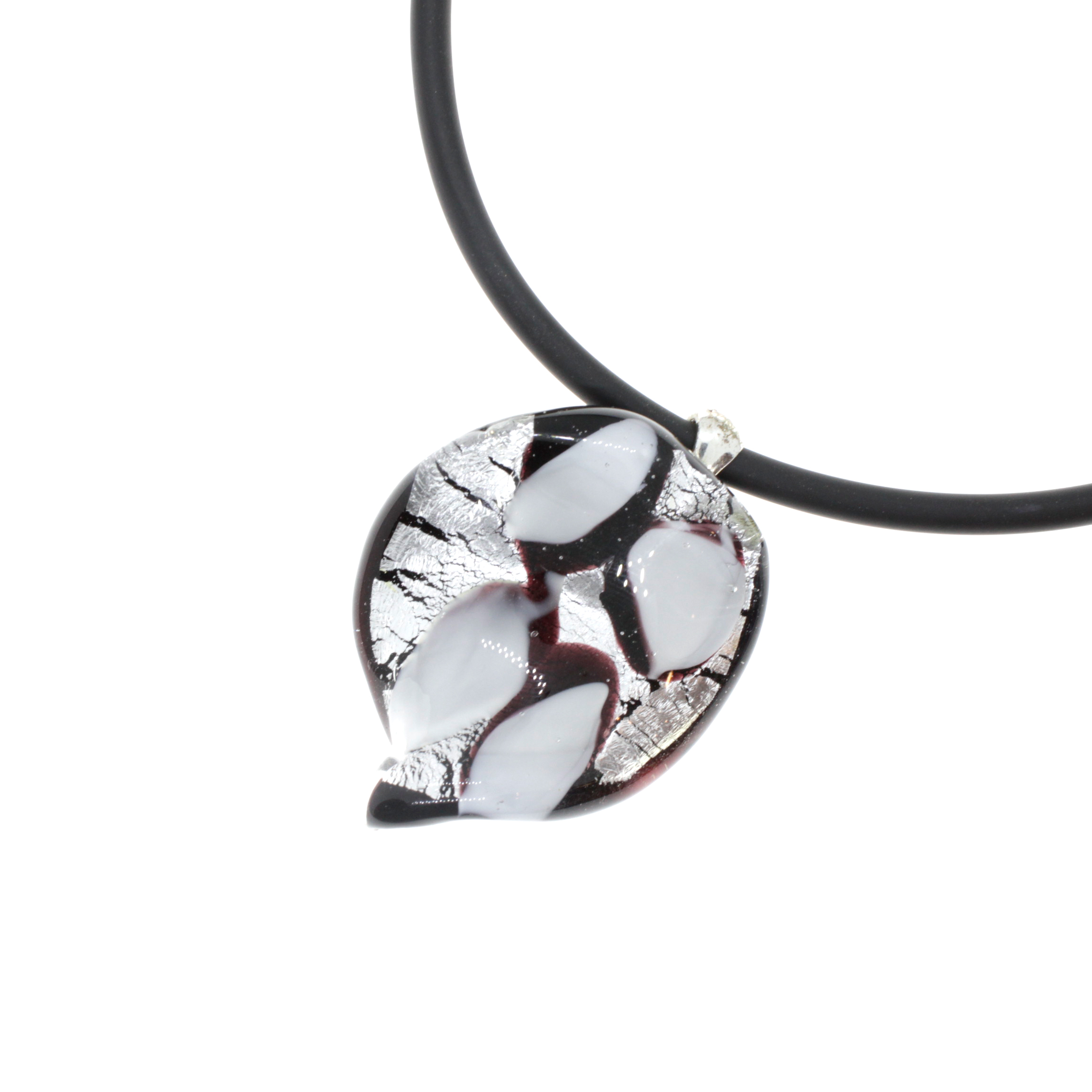 Wunderschöner Murano Glas Anhänger Christelle II- schwarz silber III