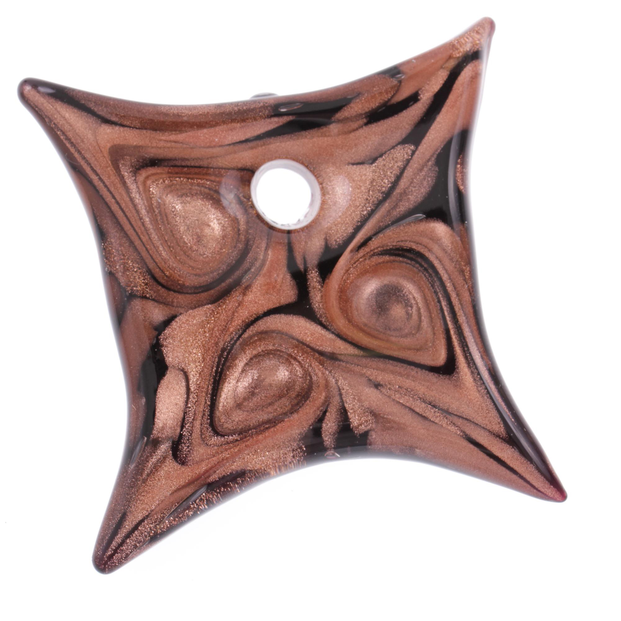 Exquisiter Murano Glas Anhänger "Losanga" -kupfer gold
