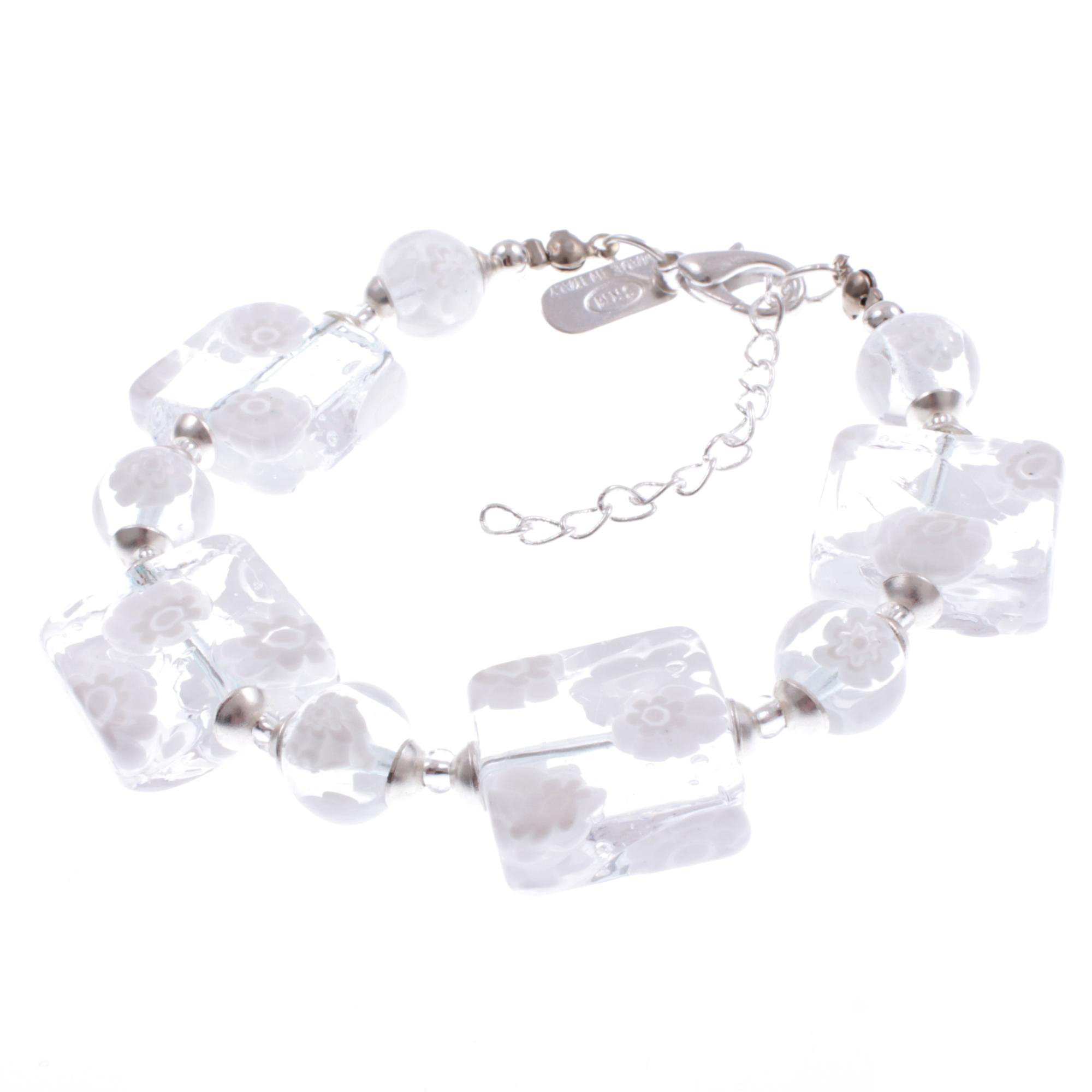 Murano Glas Armband "Melchior" Armschmuck-weiss