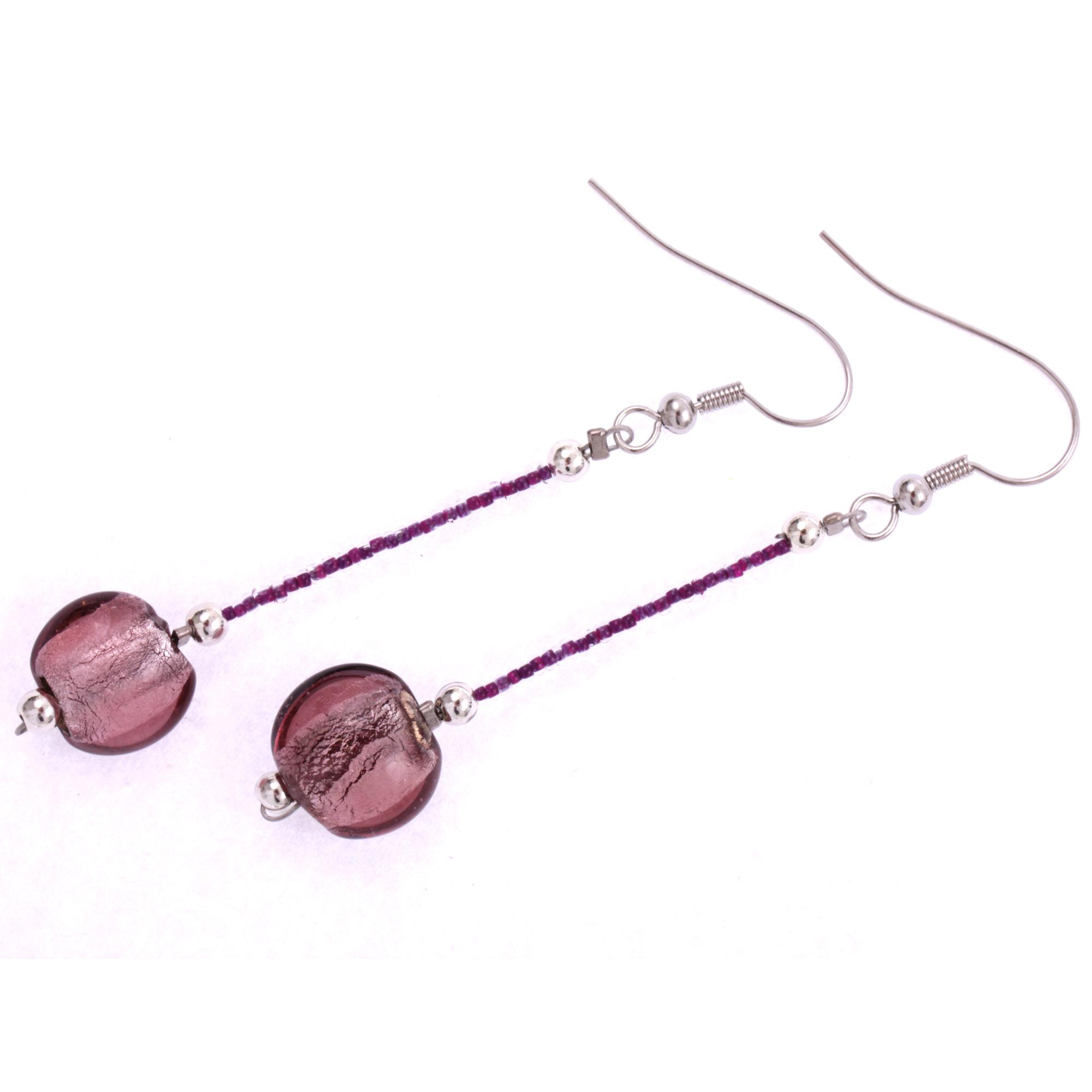 Ohrring Ohrhänger "Daisy" Murano Glas Ohrschmuck-lila