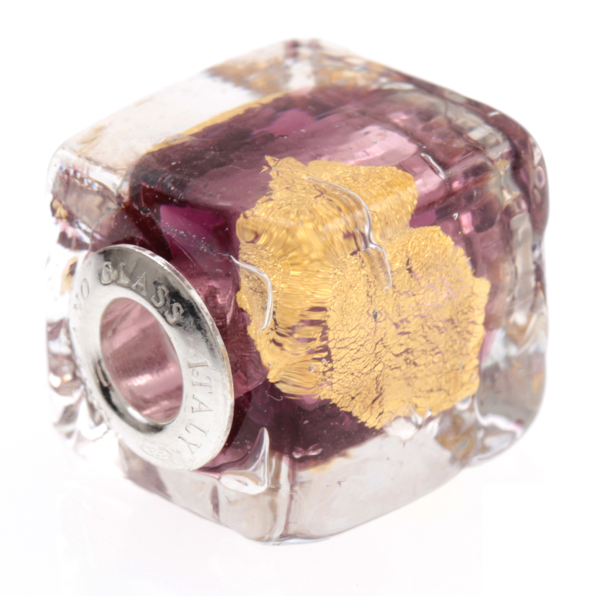 Murano Glas Bead "Rettangolo" Charm-amethist