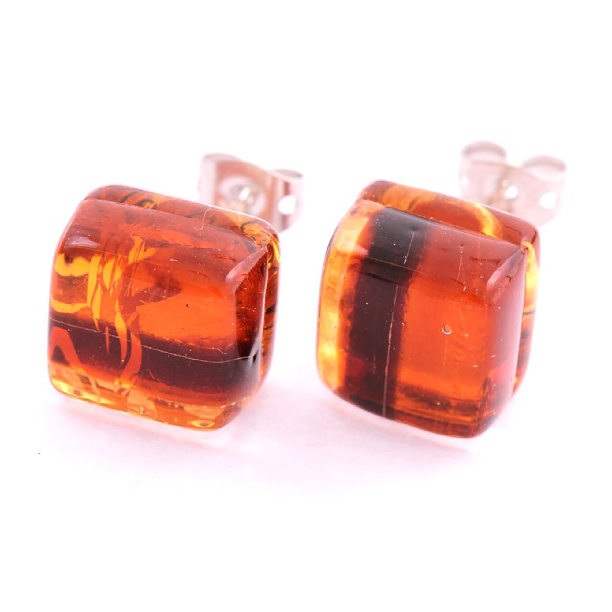 Ohrstecker Murano Glas "Jolanda" Ohrschmuck-amber streifen