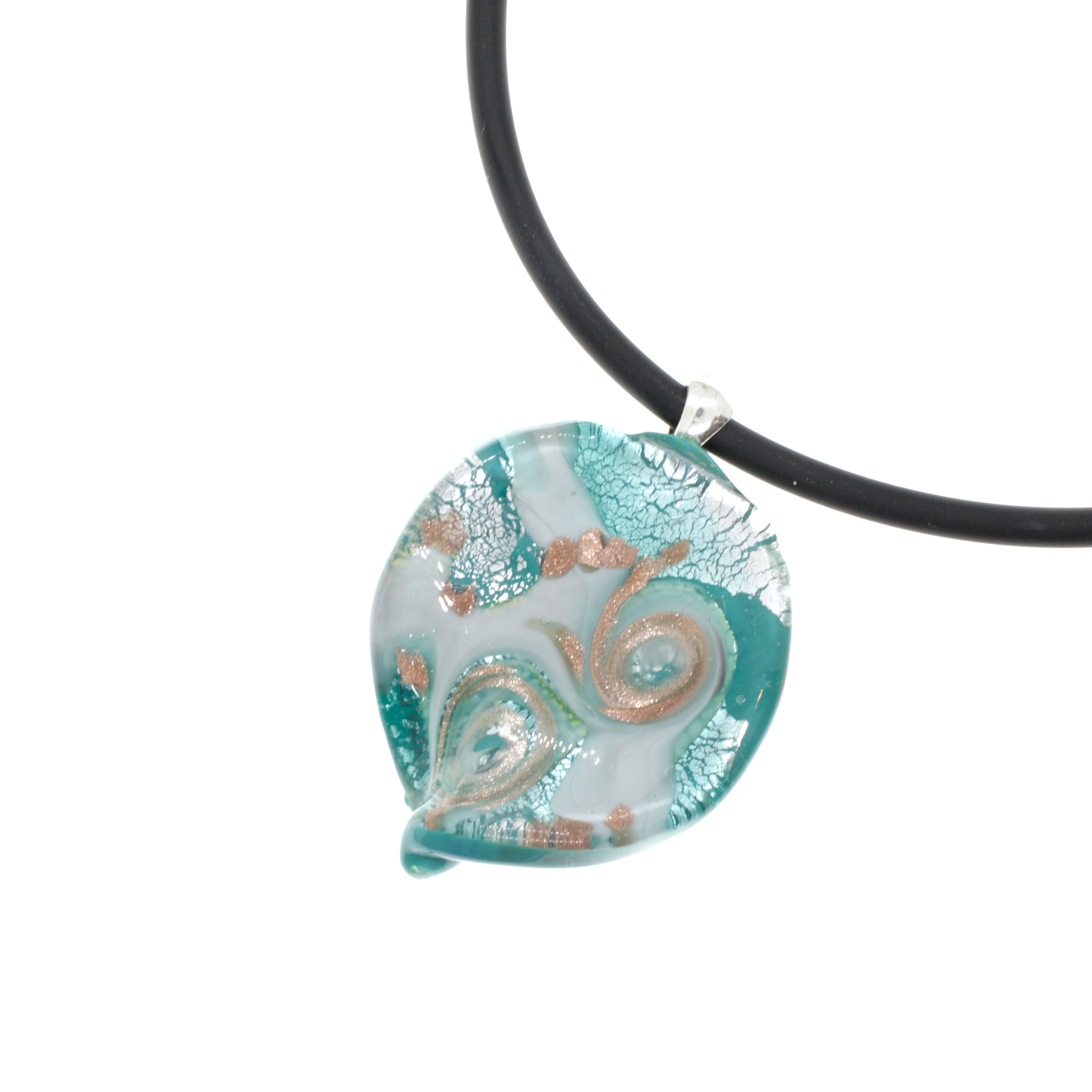 Wunderschöner Murano Glas Anhänger Christelle II- türkis silber