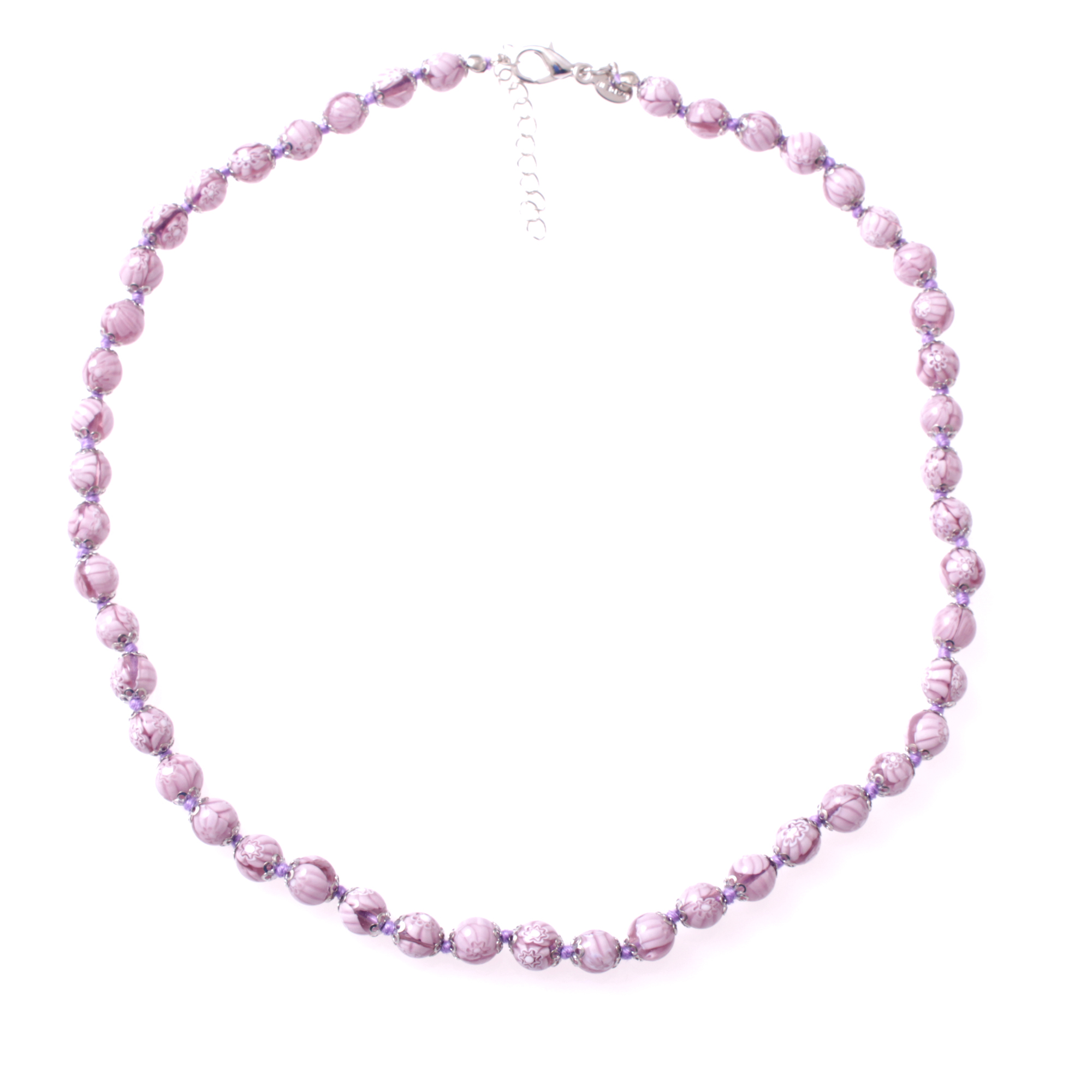 Collier Murano Glas Mille Fiori"-amethist-silber